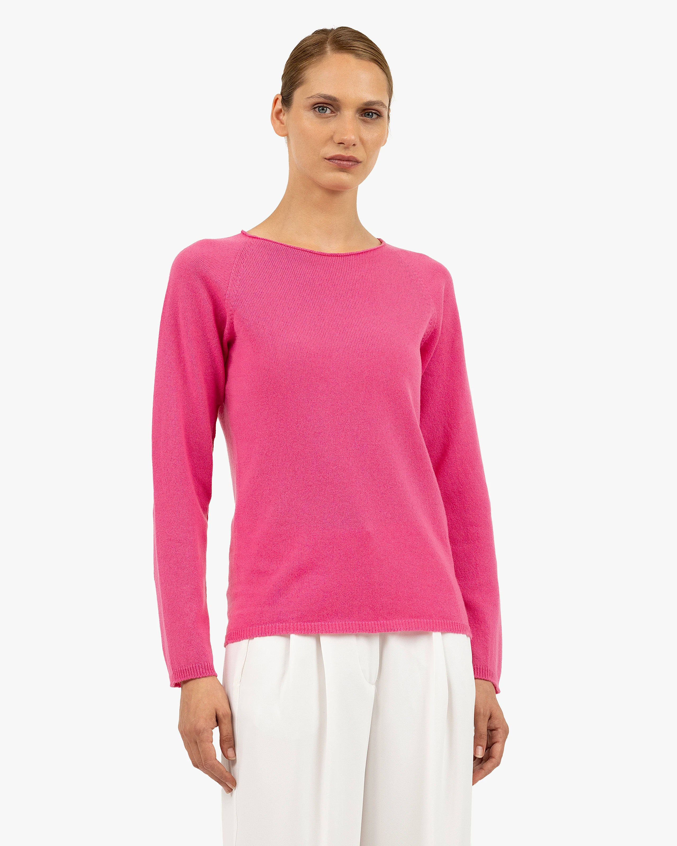 Women's Piuma Crew Neck Sweater - Fuchsia Cashmere
