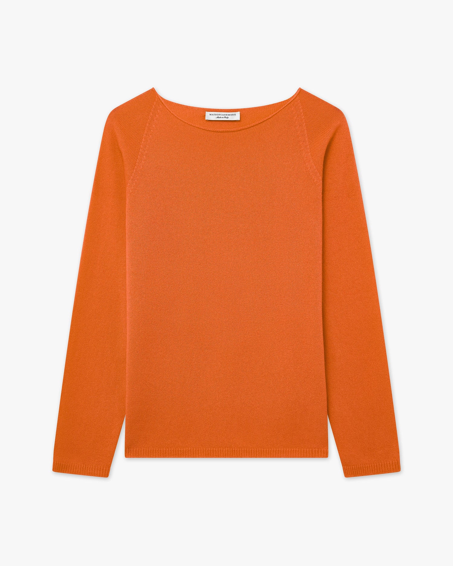 Maglia Girocollo Cashmere Donna Piuma Arancio MaisonCashmere