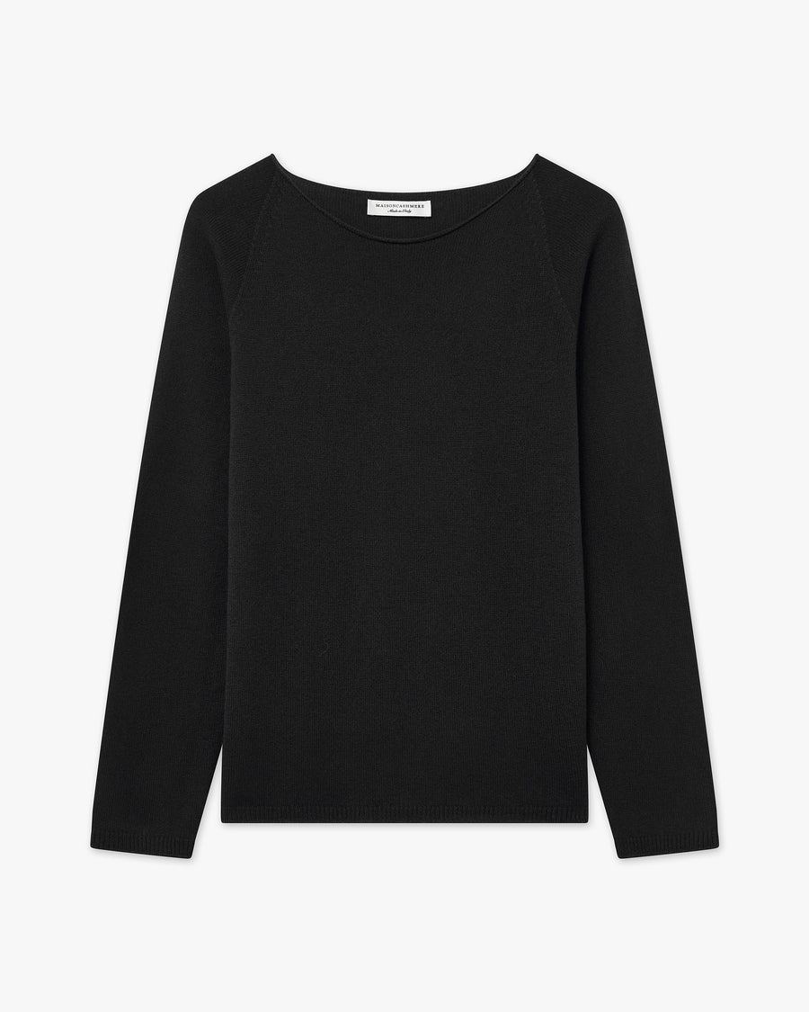 Women's Piuma Crew Neck Sweater - Black Cashmere