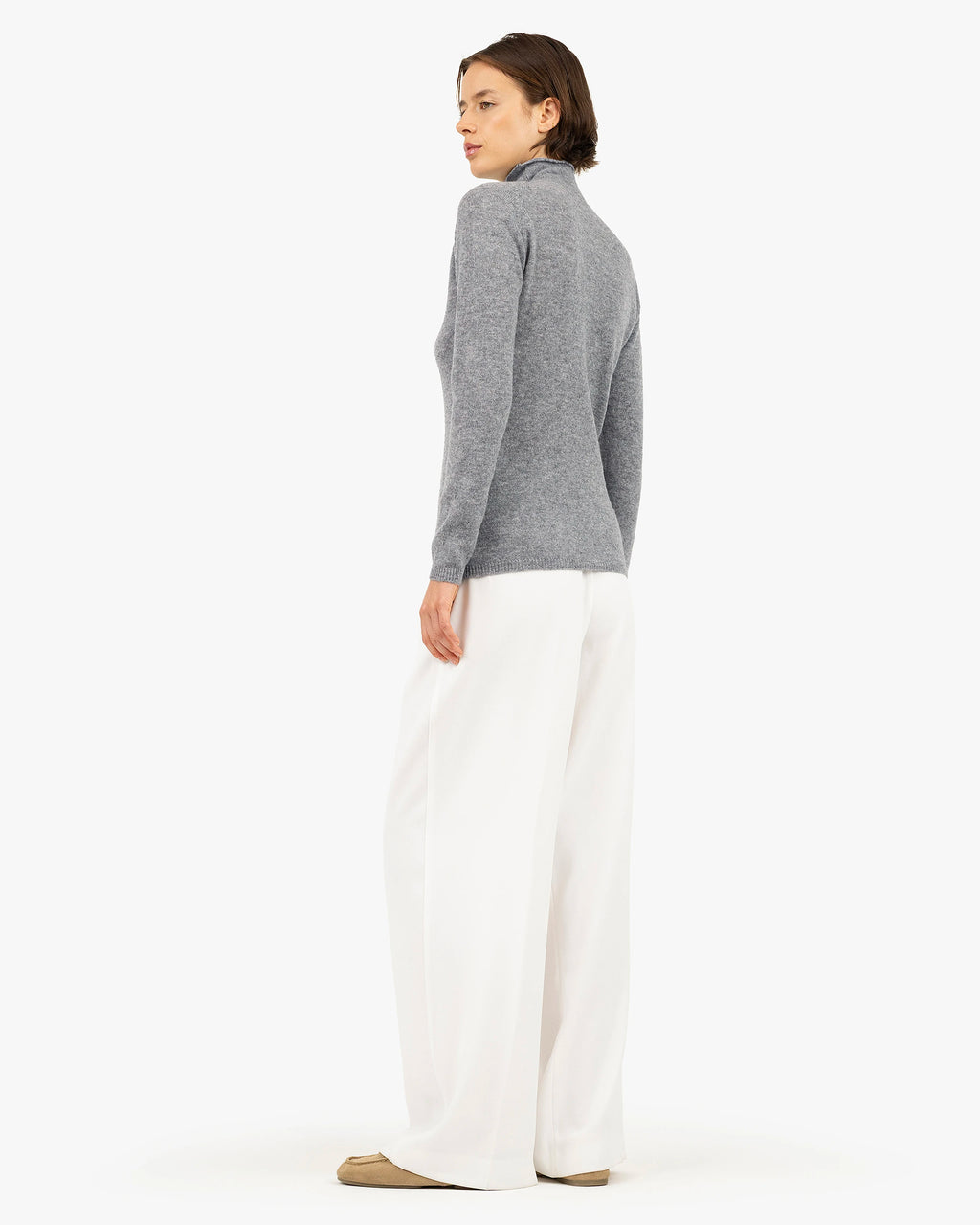 Piuma Mock Neck Sweater - Medium Grey Cashmere