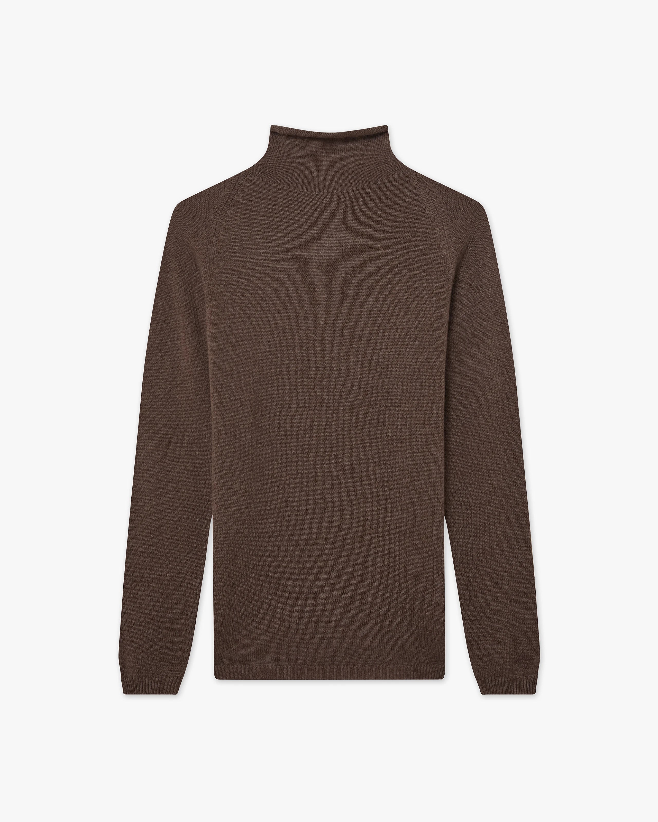 Piuma Mock Neck Sweater - Brown Cashmere