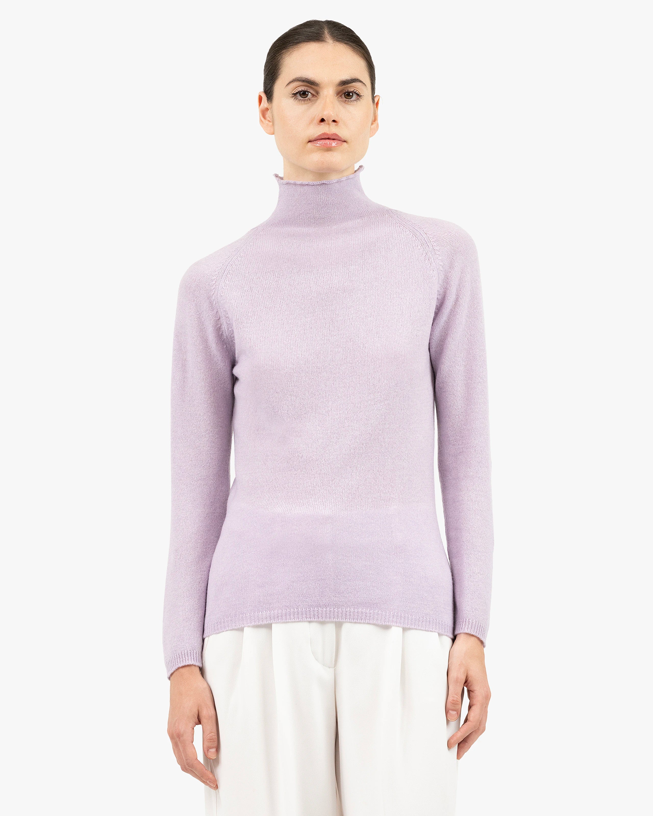 Piuma Mock Neck Sweater - Lilac Cashmere