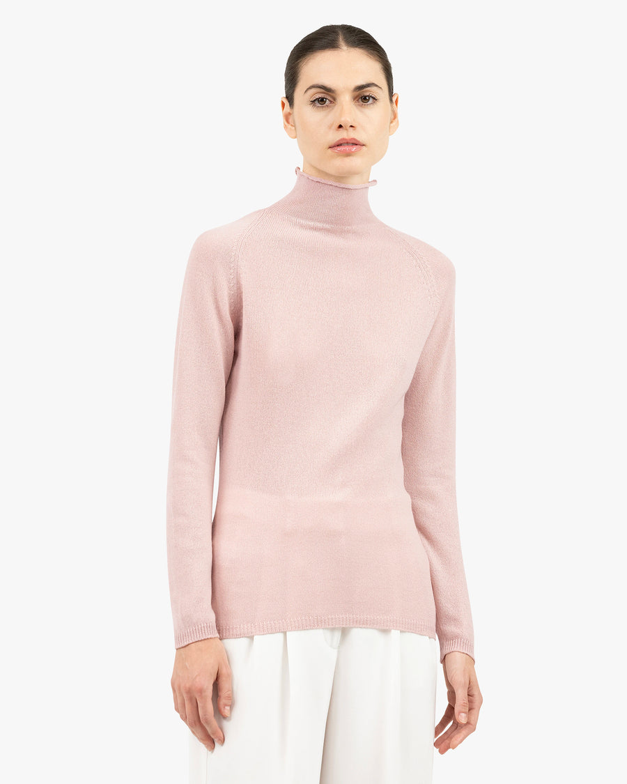 Piuma Mock Neck Sweater - Rose Cashmere