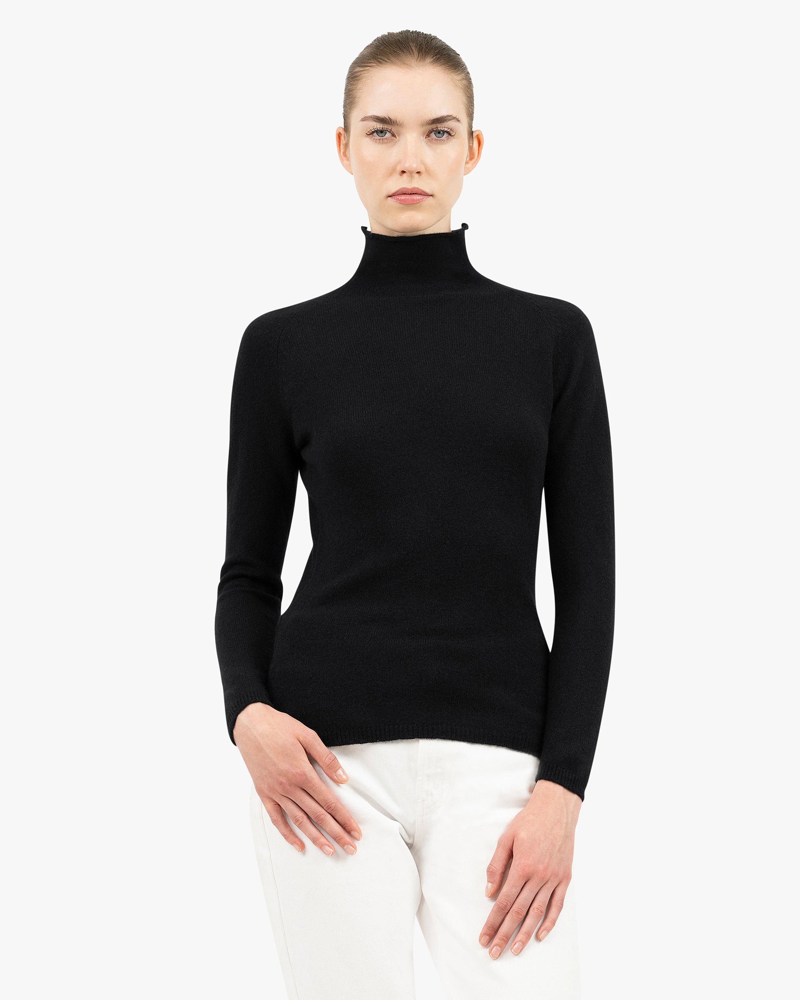 Piuma Mock Neck Sweater - Black Cashmere