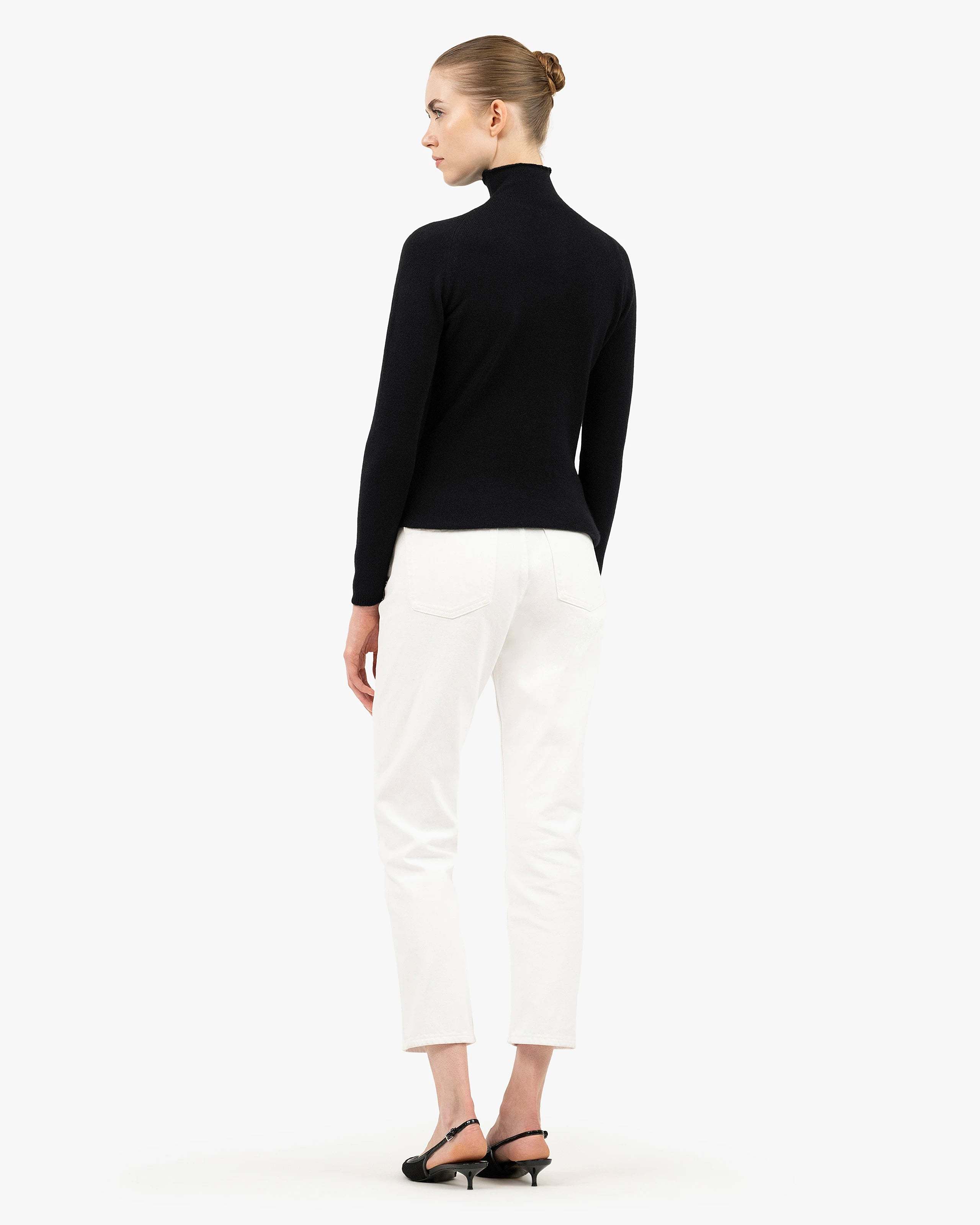 Piuma Mock Neck Sweater - Black Cashmere