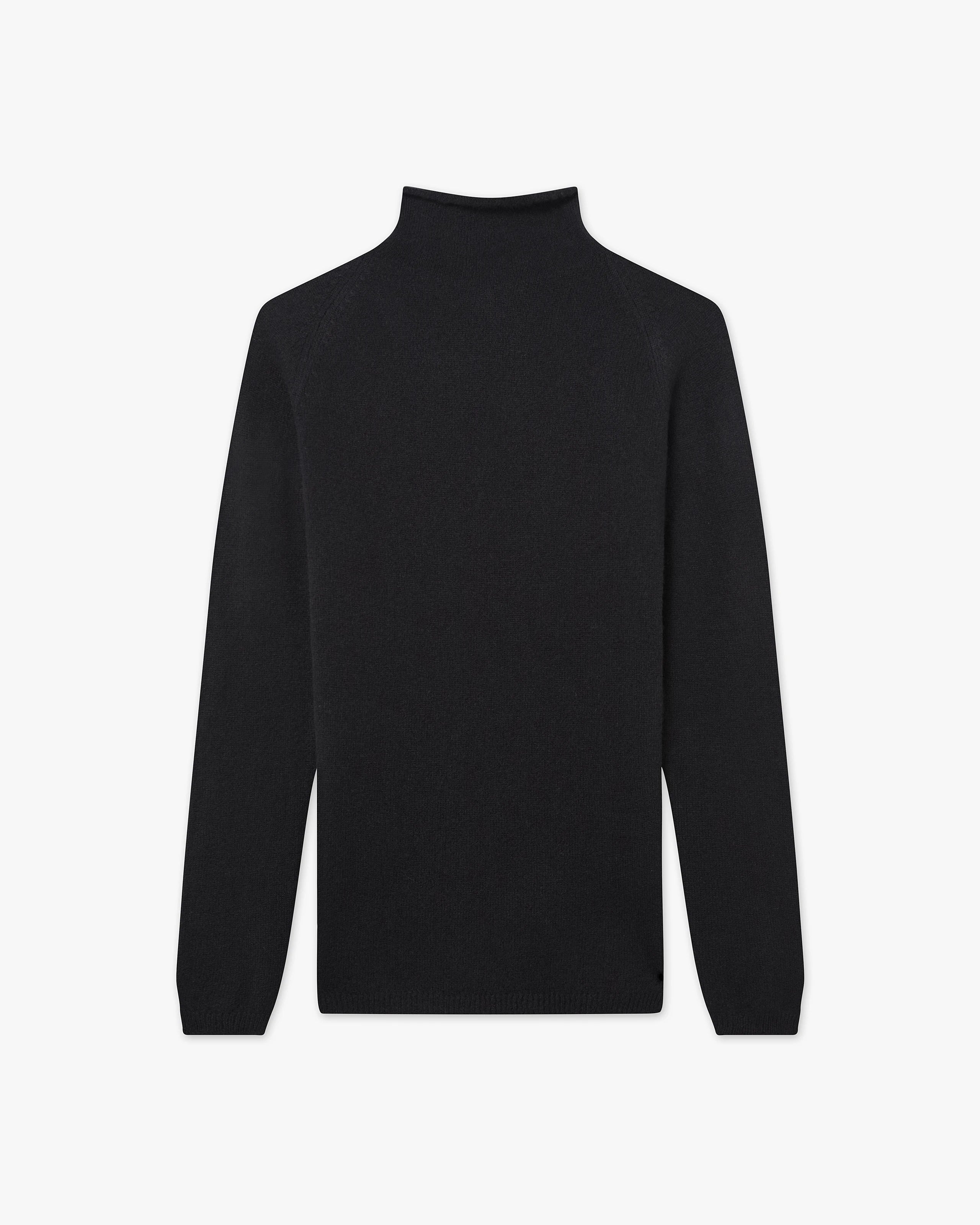 Piuma Mock Neck Sweater - Black Cashmere