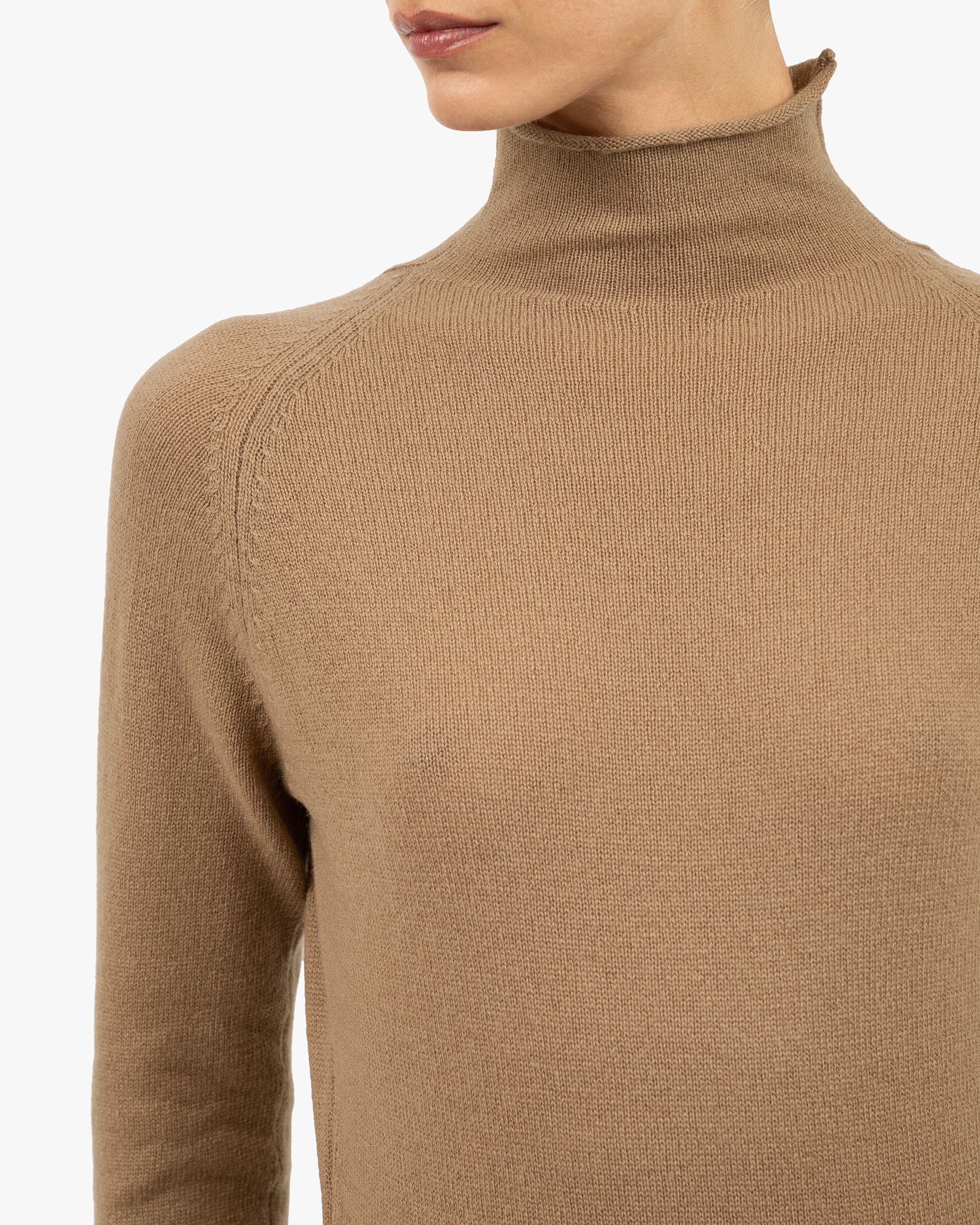 Piuma Mock Neck Sweater - Camel Cashmere