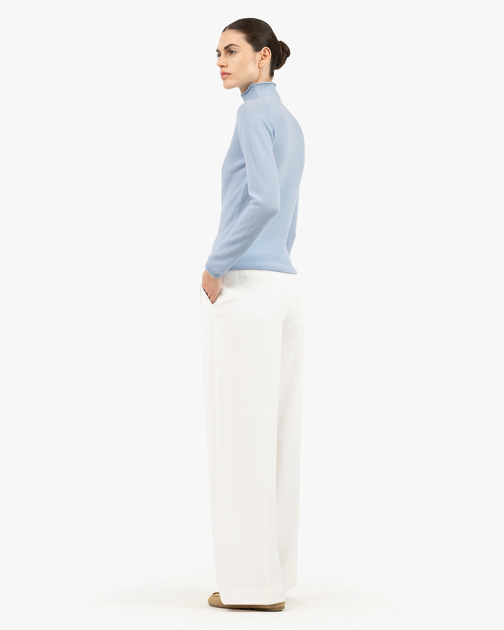 Piuma Mock Neck Sweater - Light Blue Cashmere