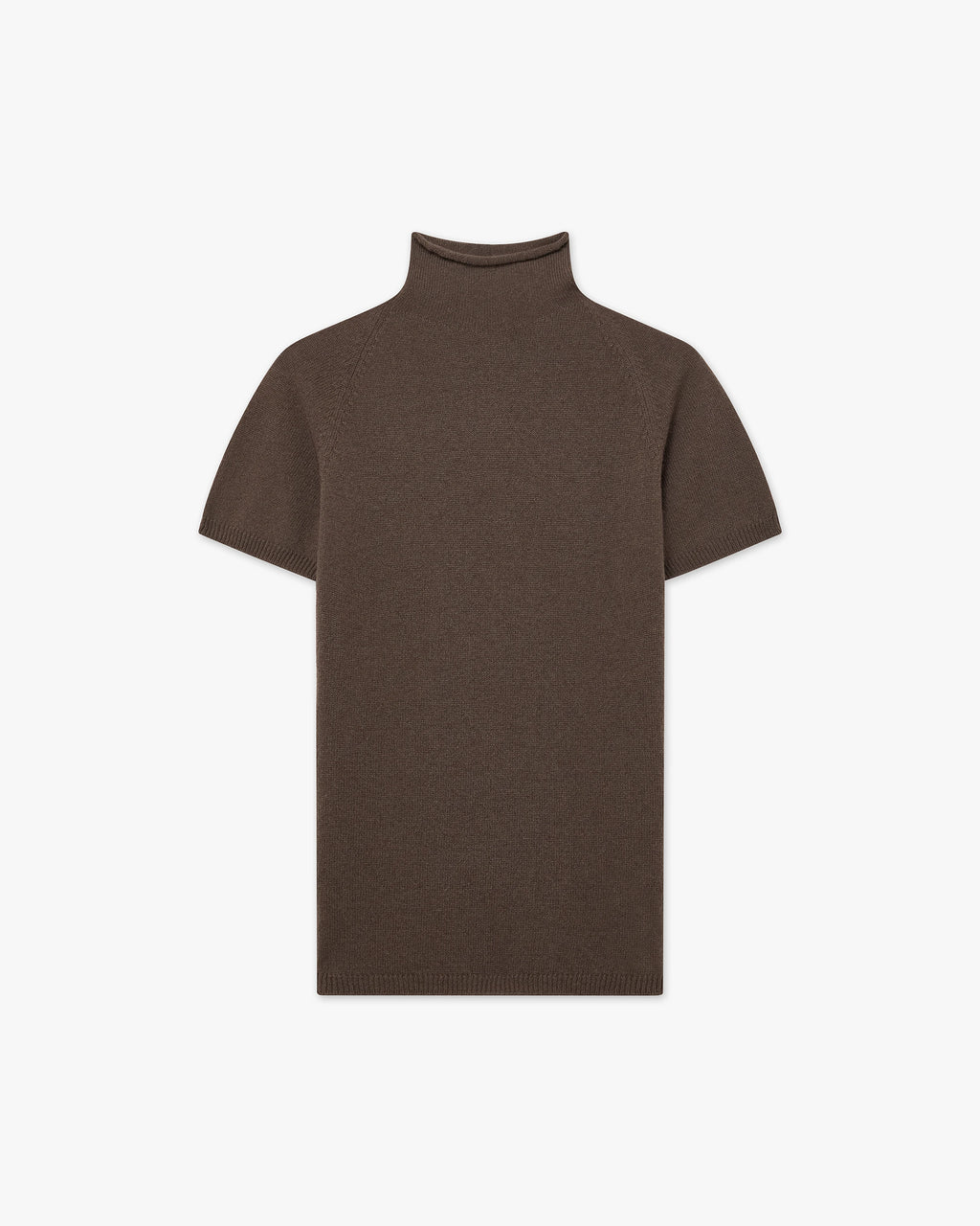 Piuma Mock Neck Tee - Brown Cashmere