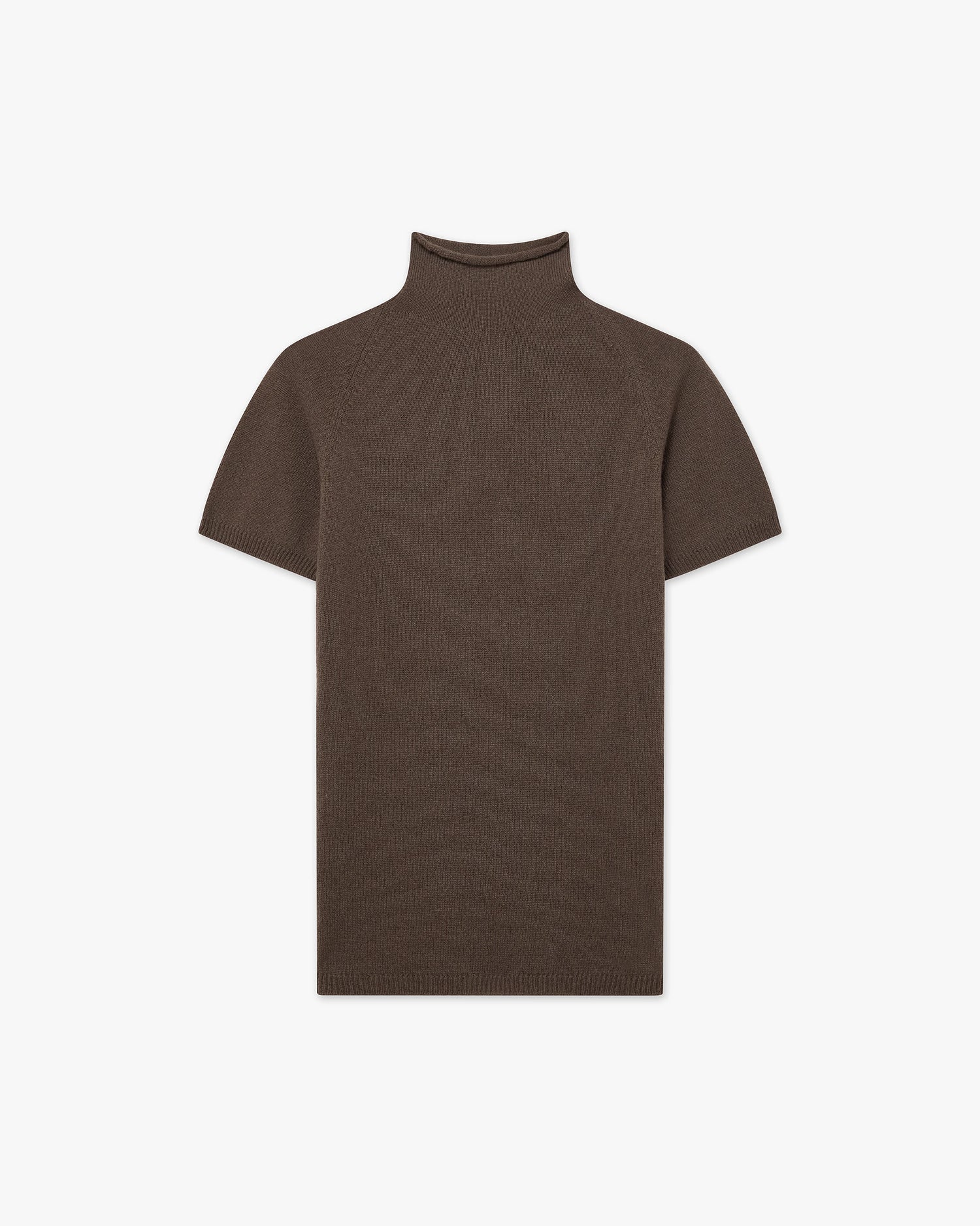 Piuma Mock Neck Tee - Brown Cashmere