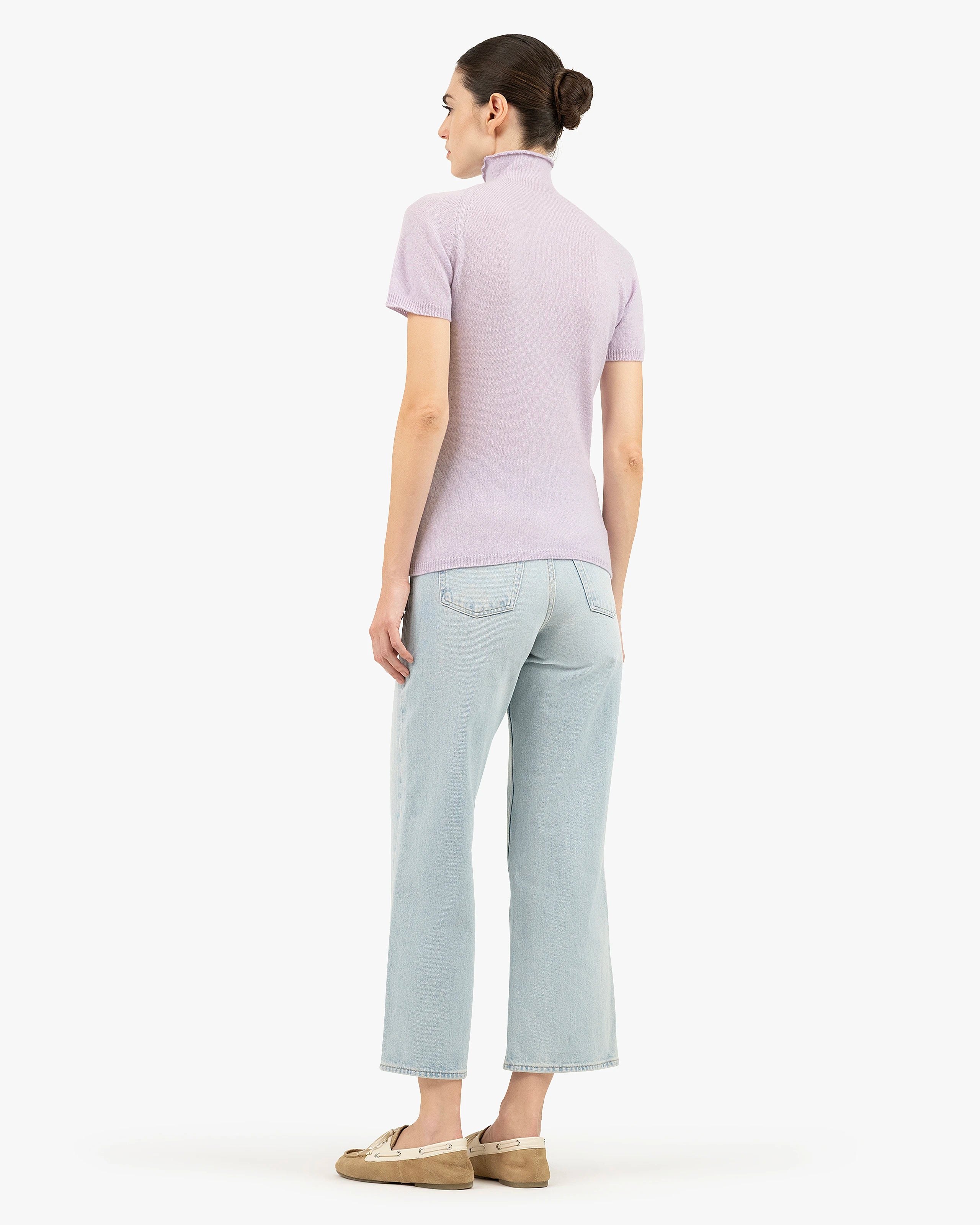 Piuma Mock Neck Tee - Lilac Cashmere