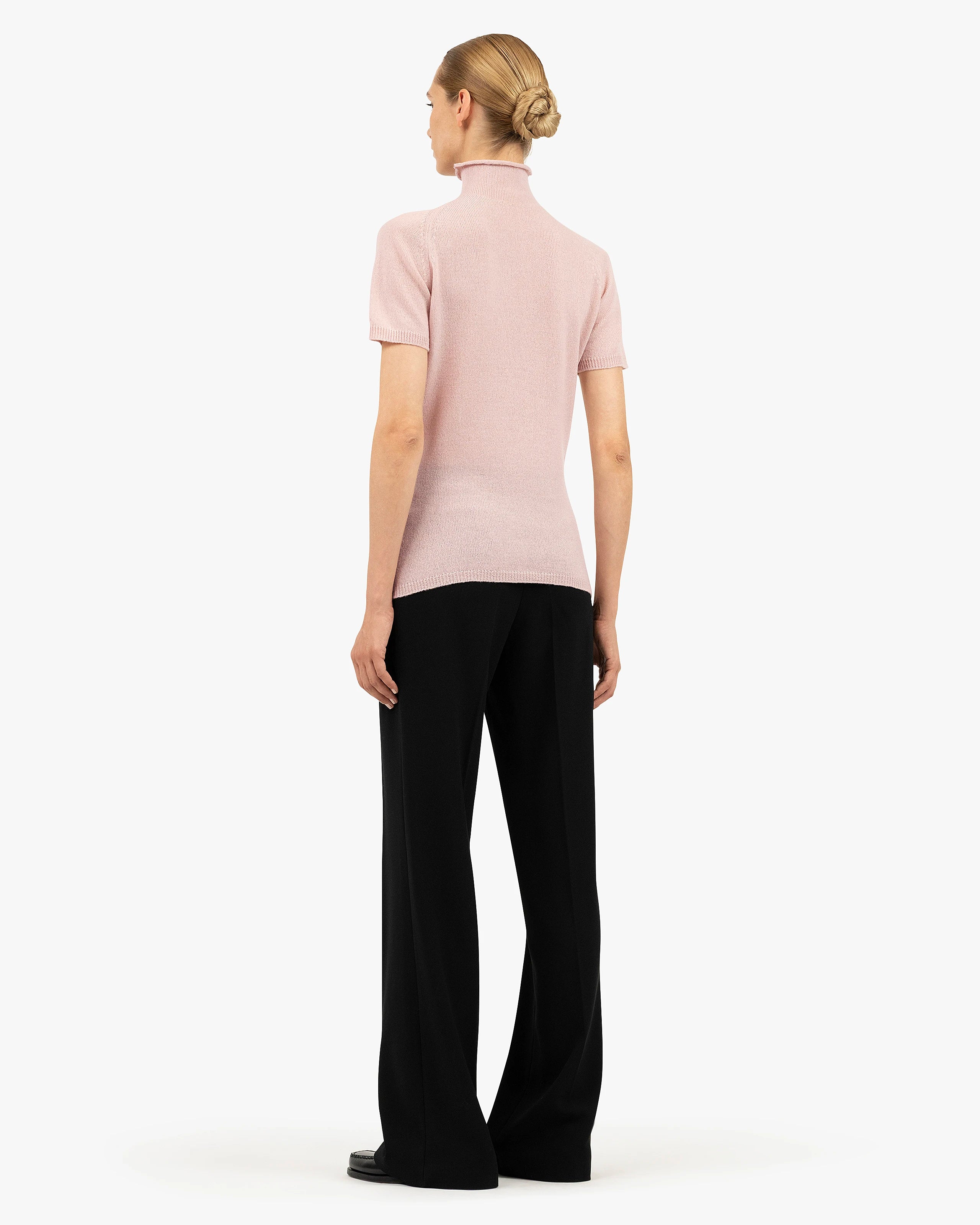 Piuma Mock Neck Tee - Rose Cashmere