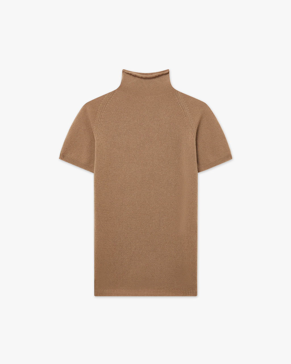 Piuma Mock Neck Tee - Camel Cashmere