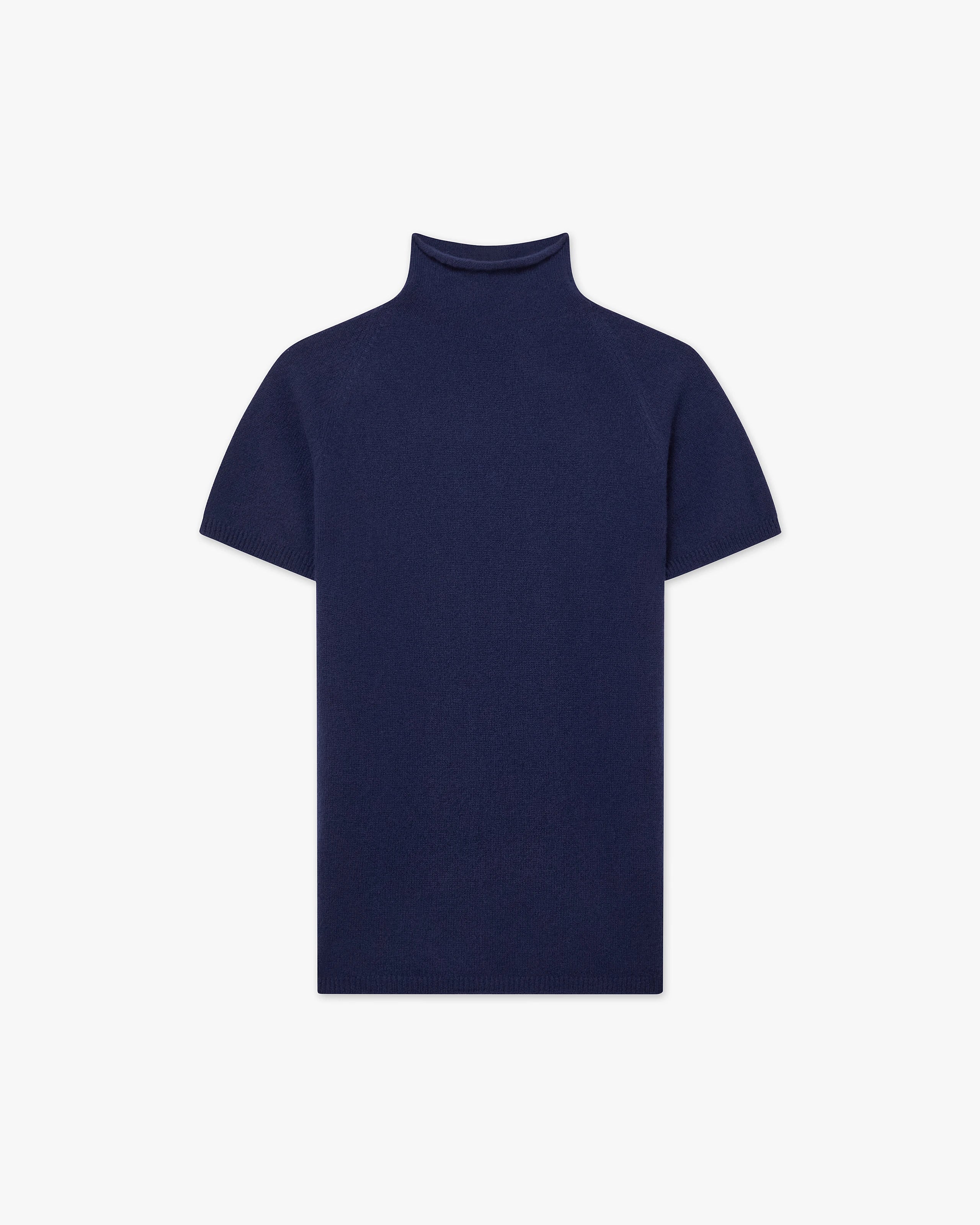 Piuma Mock Neck Tee - Blue Cashmere