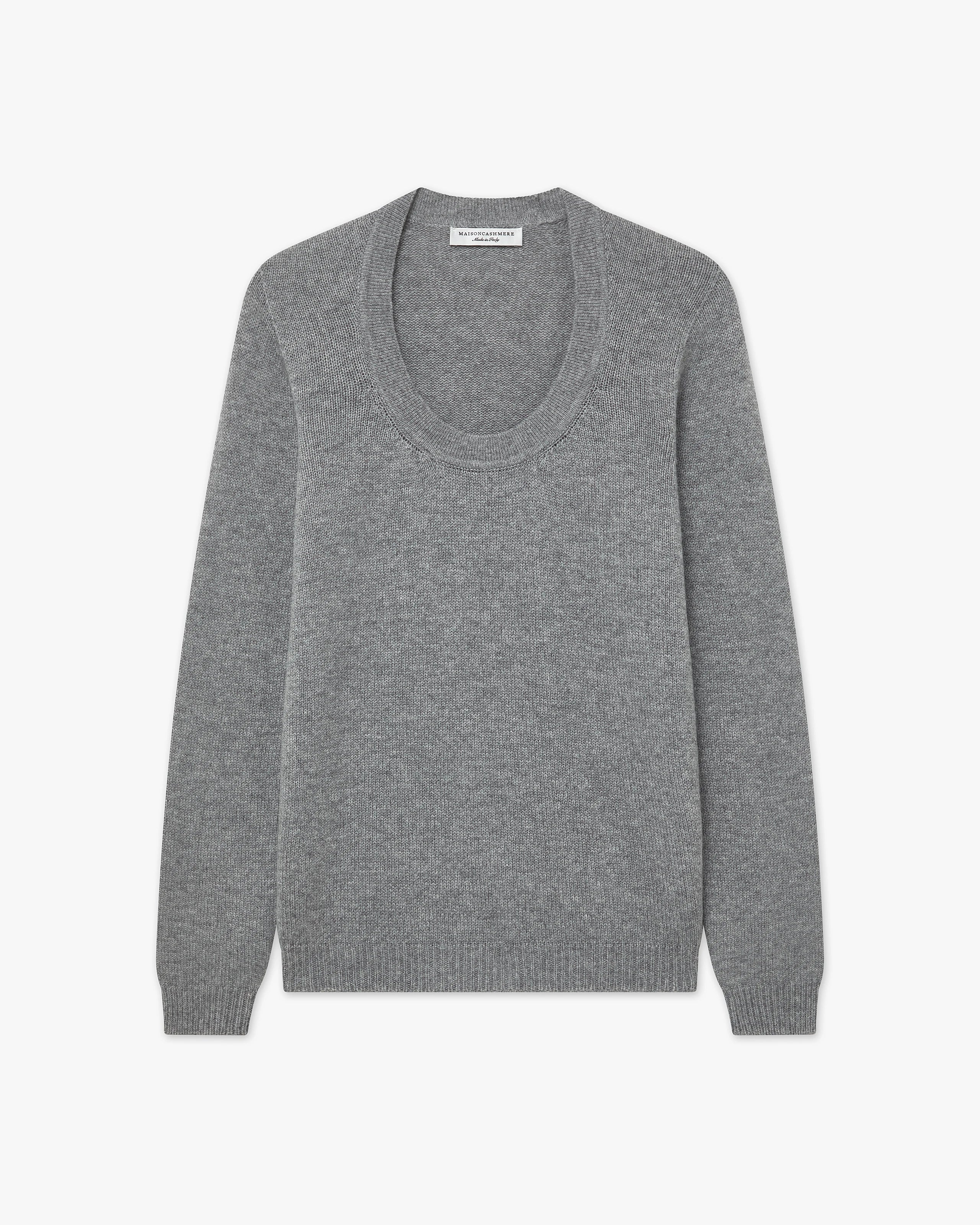 Piuma Wide Neck Sweater - Medium Grey Cashmere