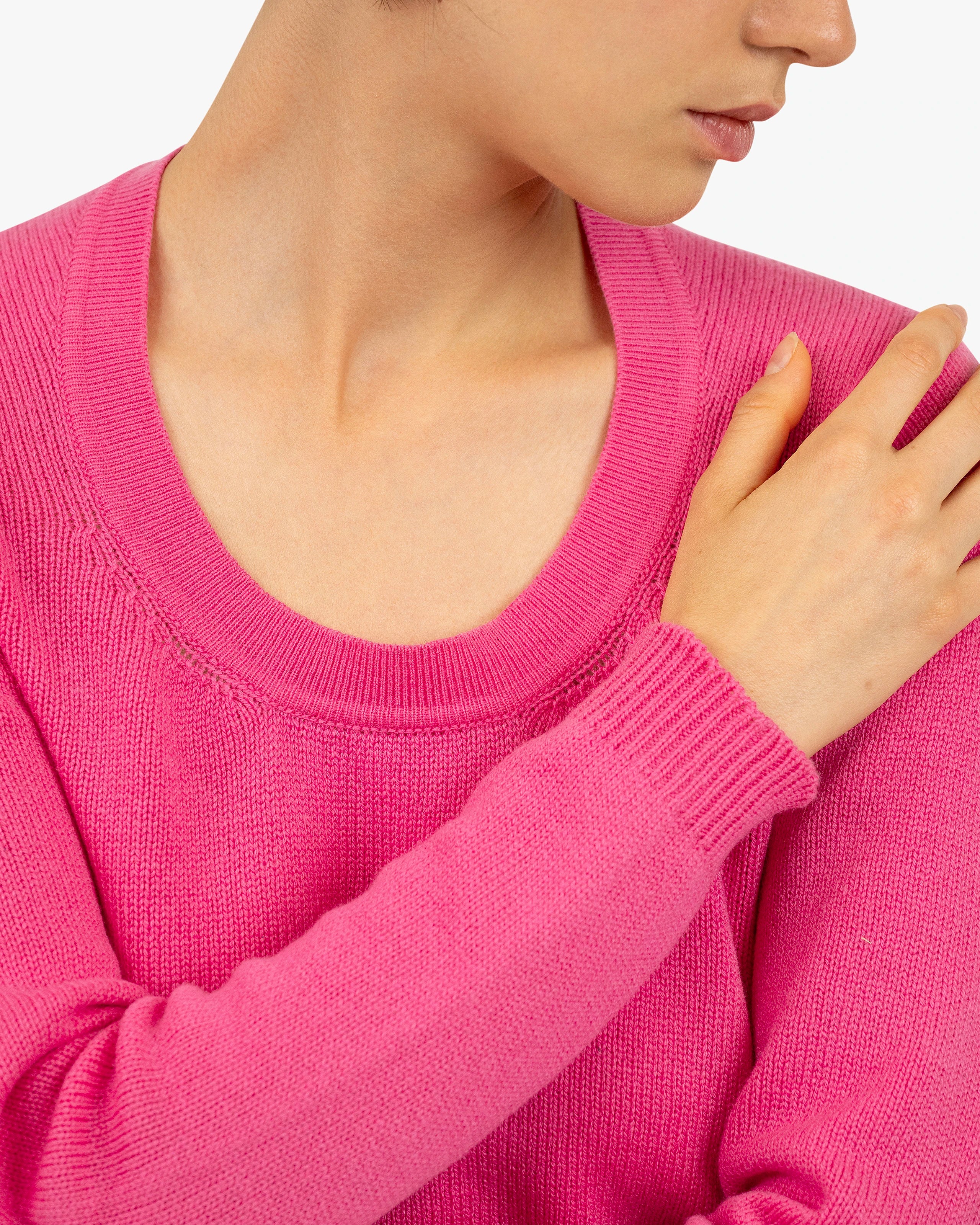 Piuma Wide Neck Sweater - Fuchsia Cashmere