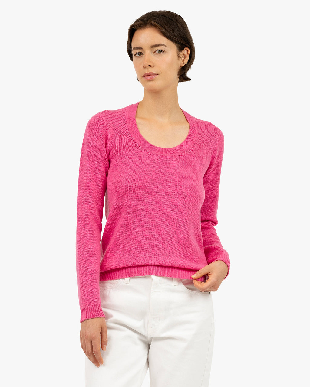 Piuma Wide Neck Sweater - Fuchsia Cashmere