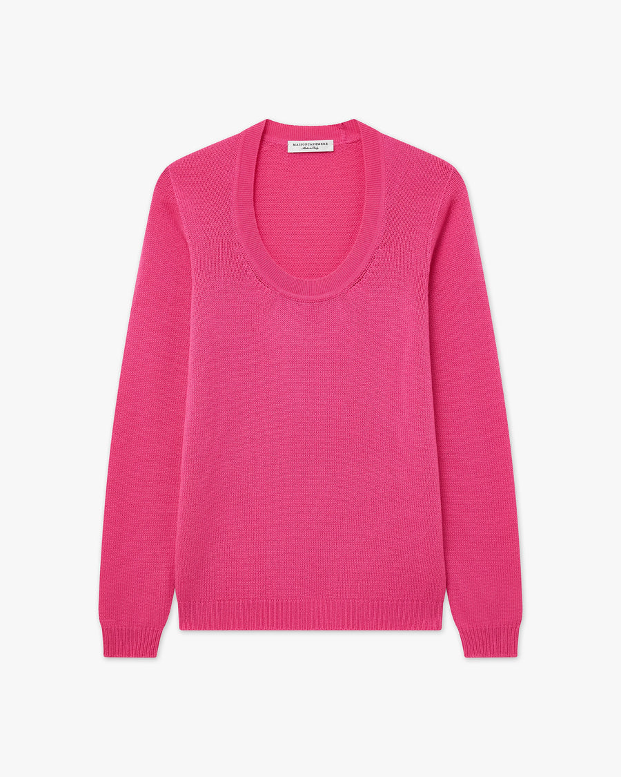 Piuma Wide Neck Sweater - Fuchsia Cashmere