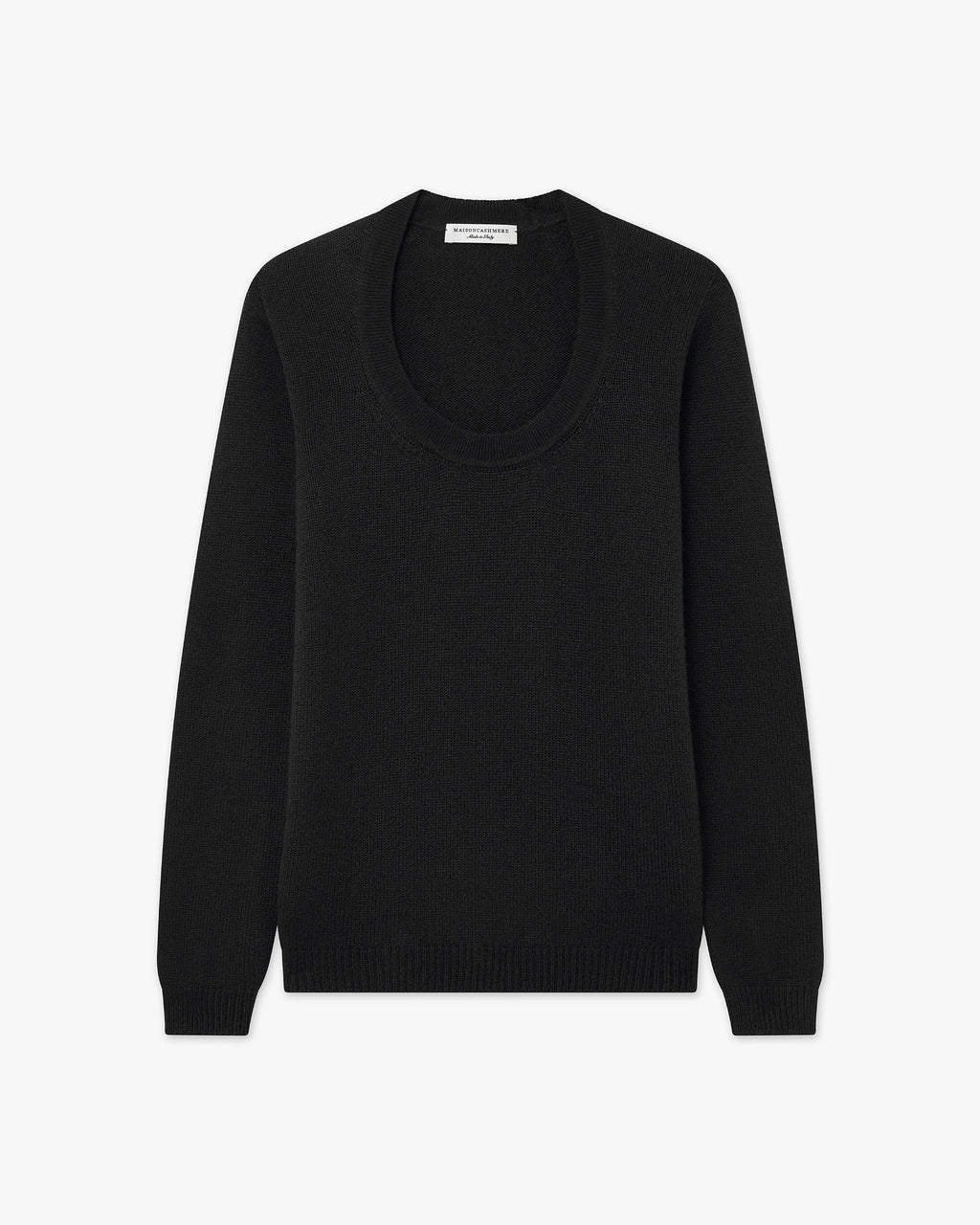 Piuma Wide Neck Sweater - Black Cashmere