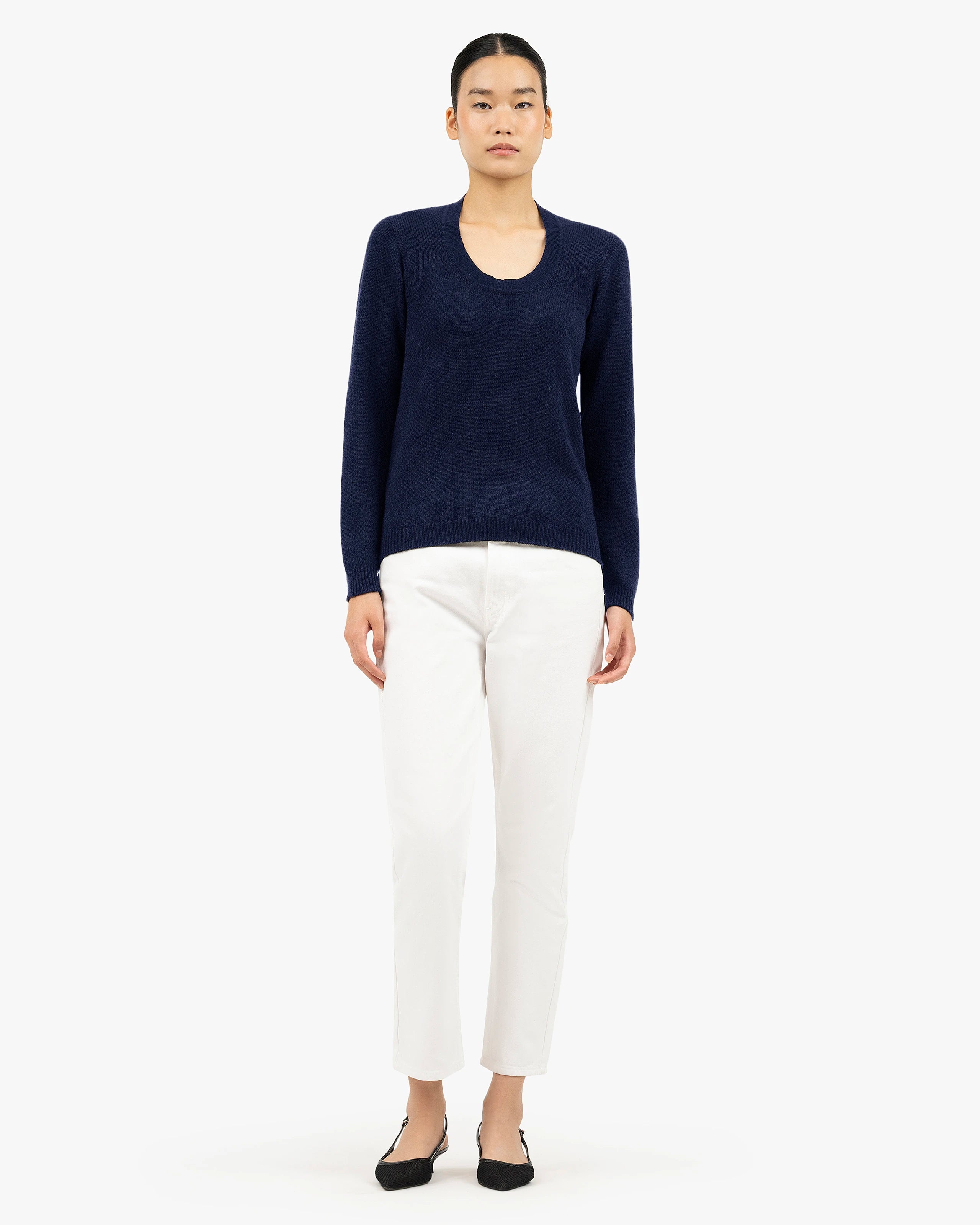 Piuma Wide Neck Sweater - Blue Cashmere
