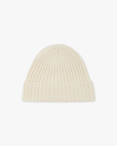 Women's Ribbed Hat - White Cashmere