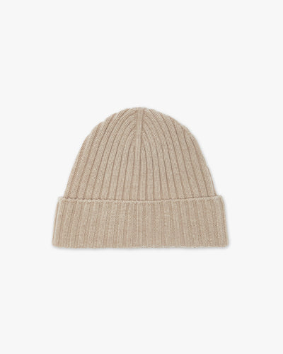 Women's Ribbed Hat - Beige Cashmere