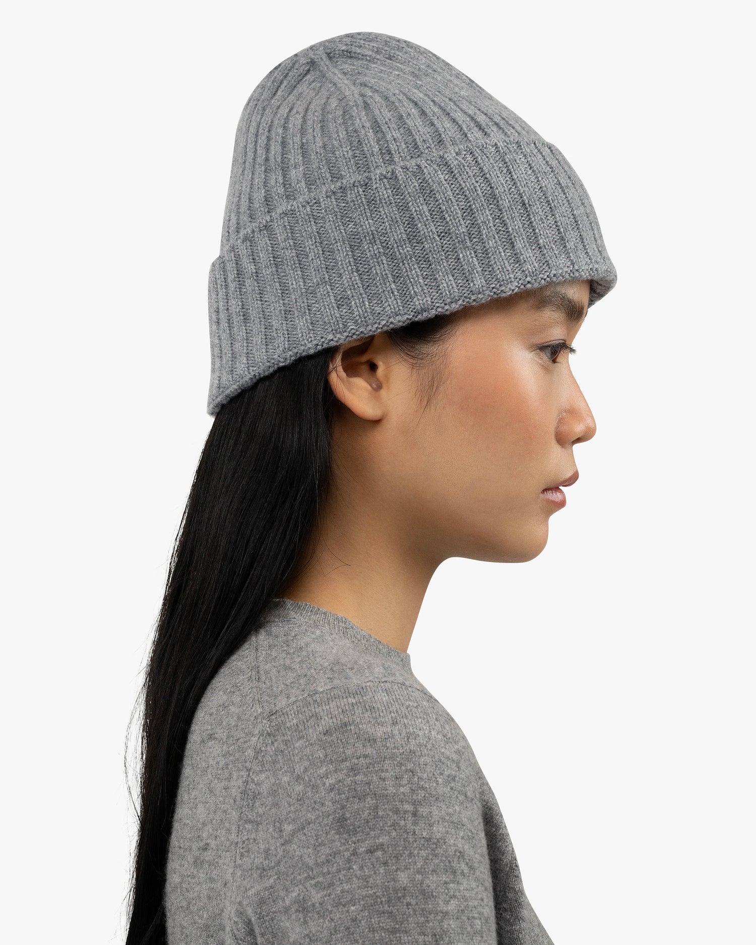 Women's Ribbed Hat - Medium Grey Cashmere