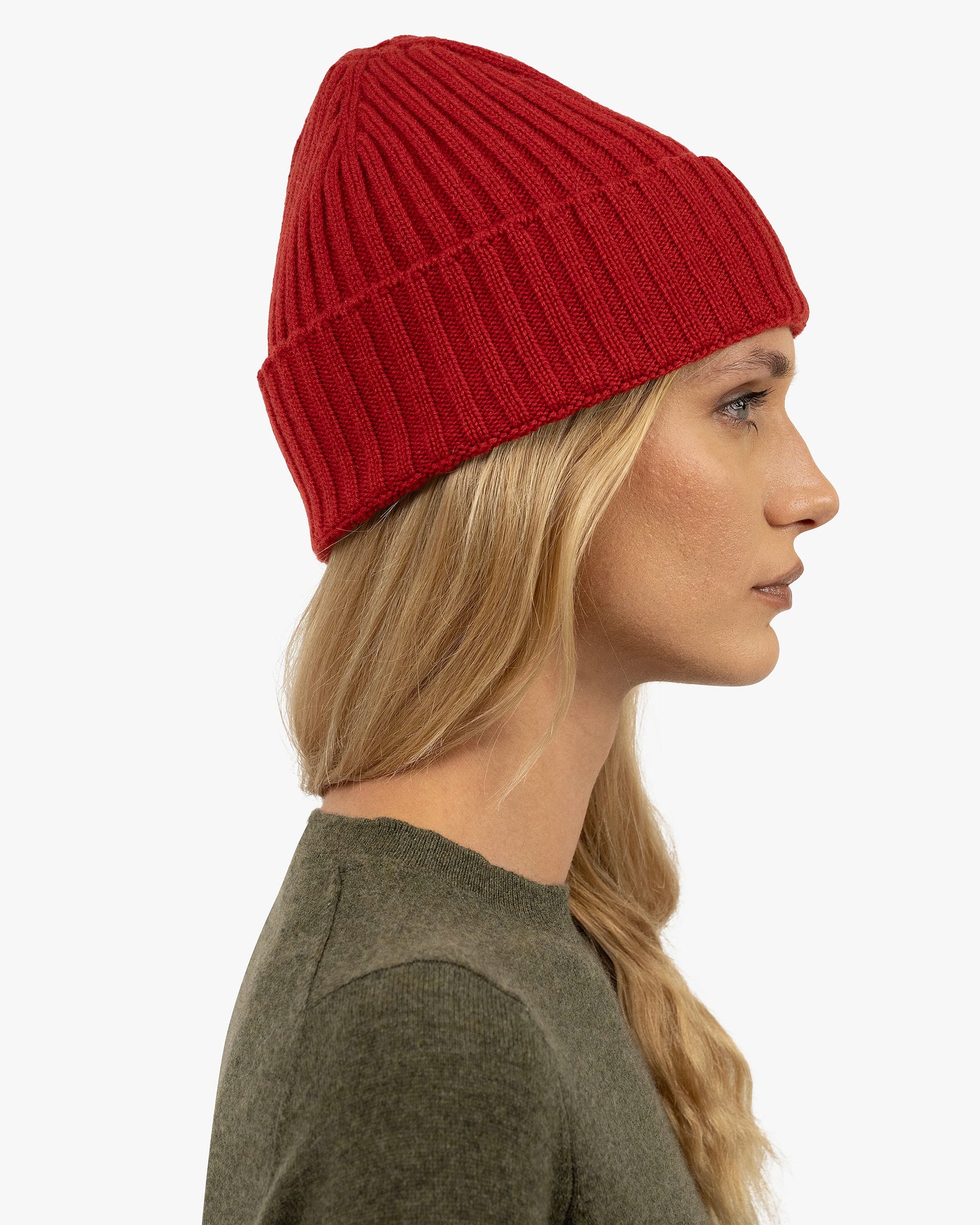 Women's Ribbed Hat - Red Cashmere
