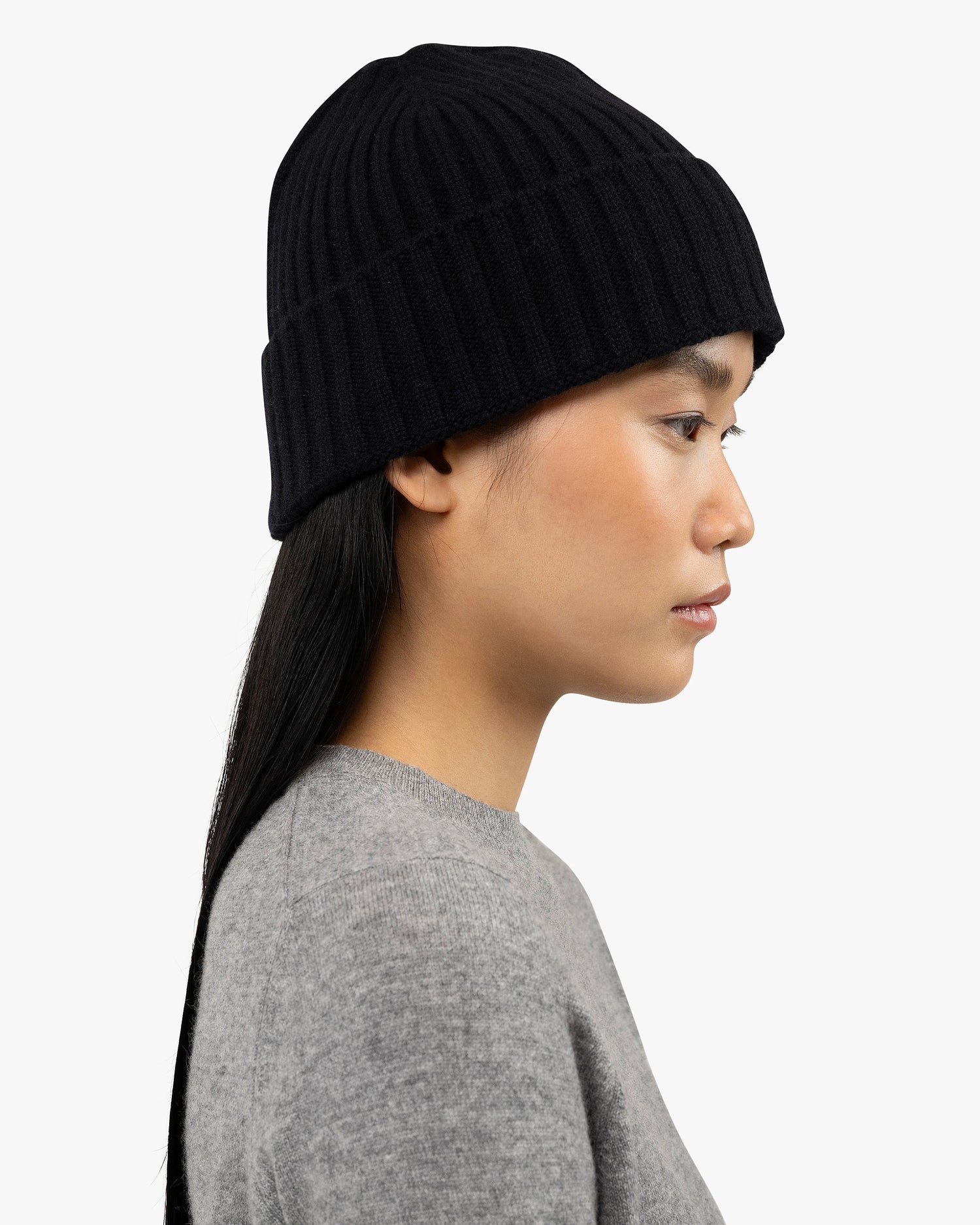 Women's Ribbed Hat - Black Cashmere