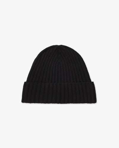 Women's Ribbed Hat - Black Cashmere