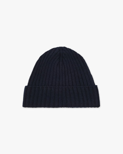 Women's Ribbed Hat - Night Blue Cashmere