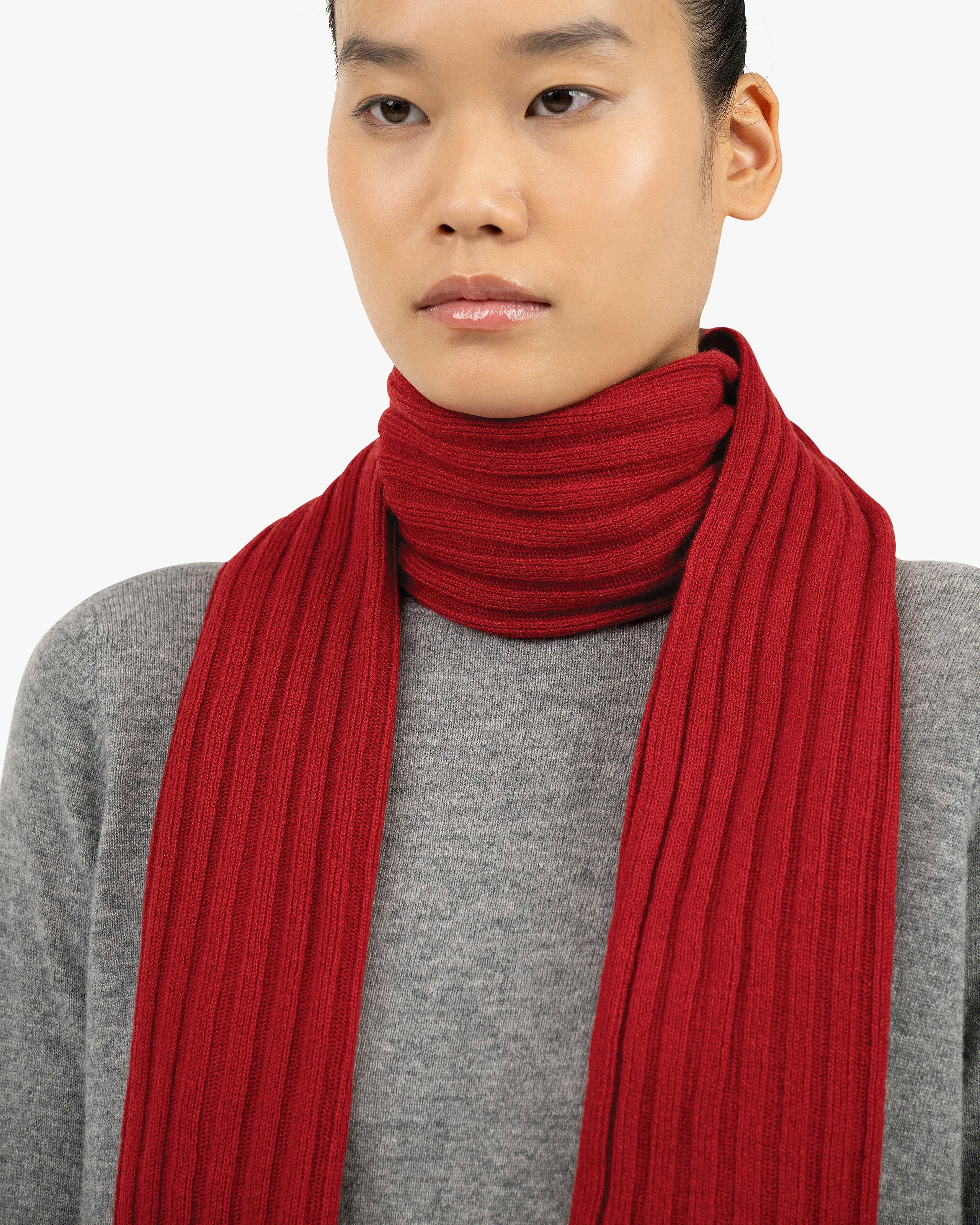 Women's Ribbed Scarf - Red Cashmere