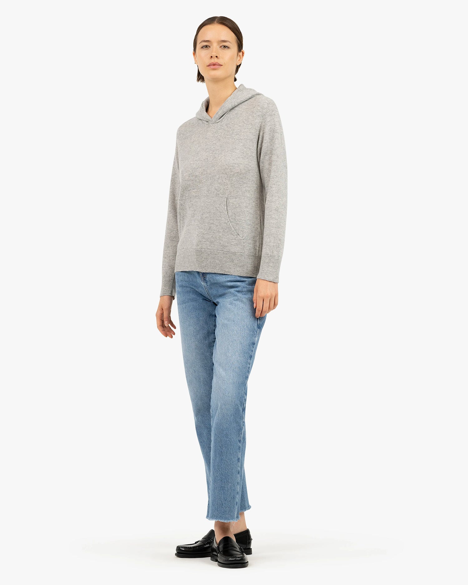 Salò Kaschmir Kapuzenpullover Damen Hellgrau MaisonCashmere