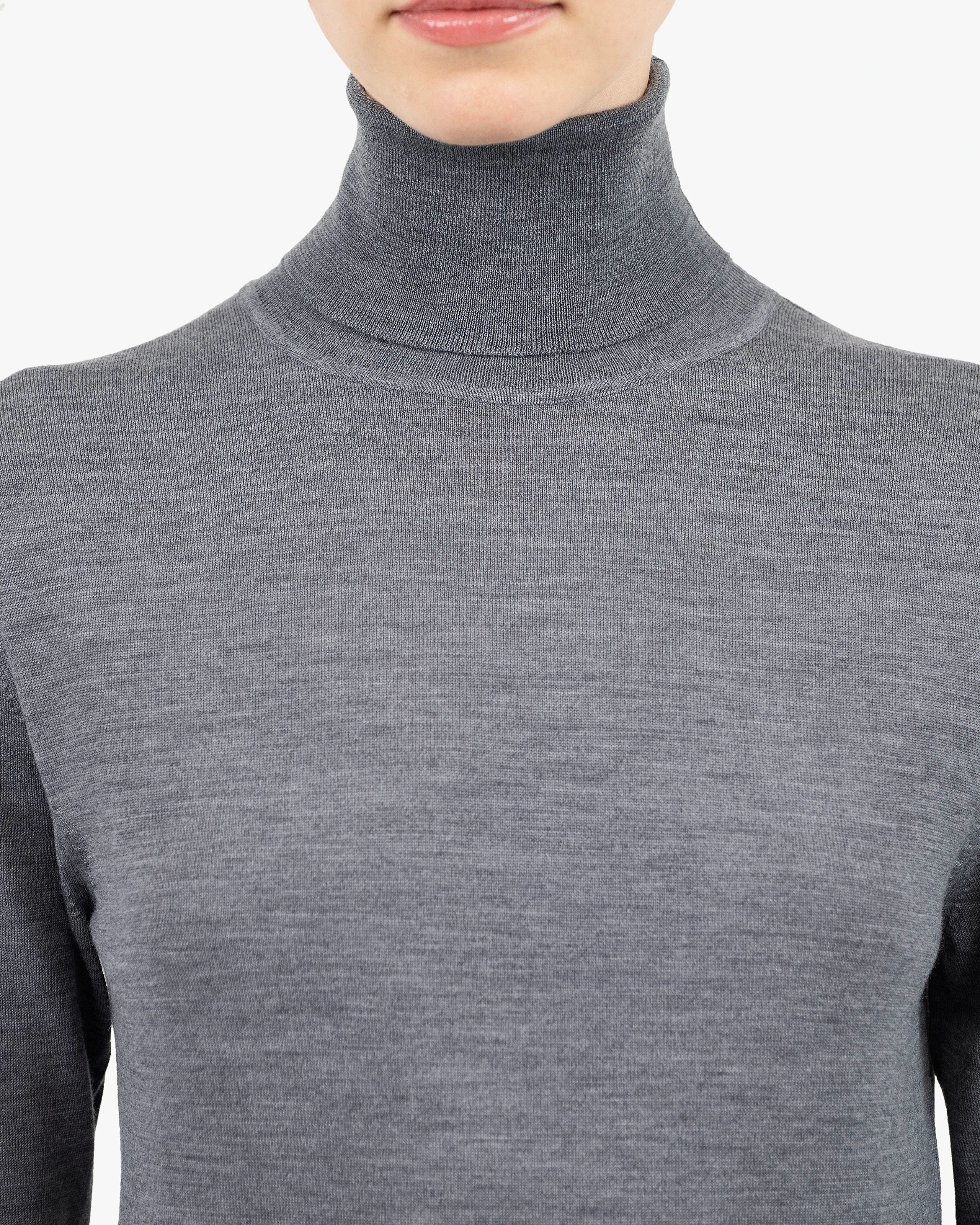 Women's Seraphine Turtleneck Sweater - Grey Merino Superfine