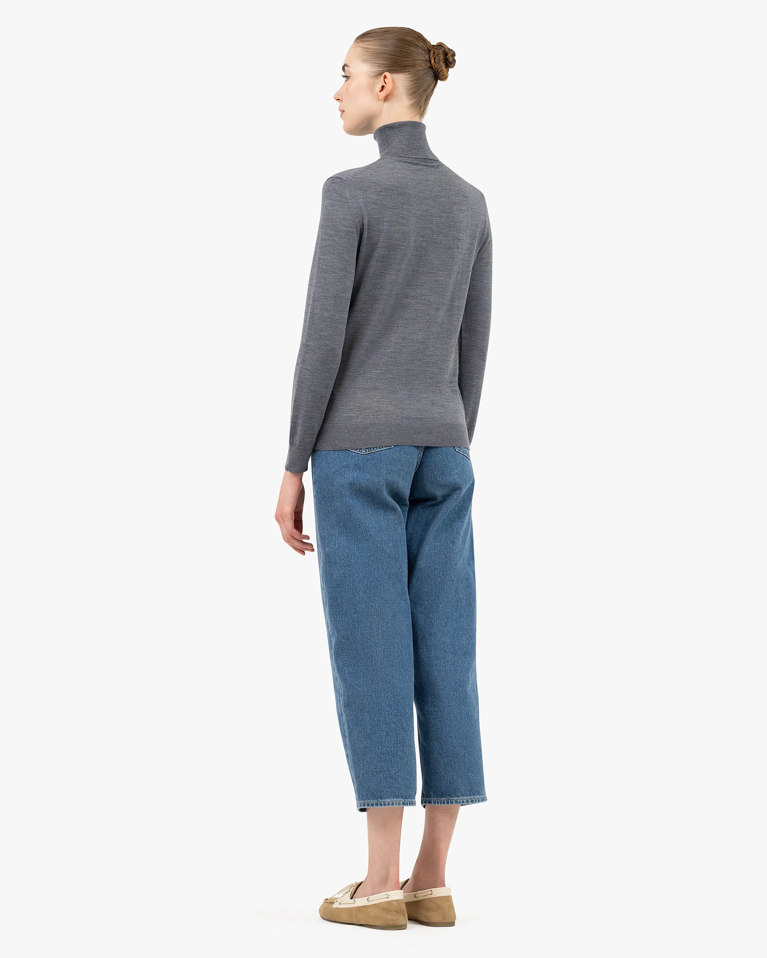 Women's Seraphine Turtleneck Sweater - Grey Merino Superfine