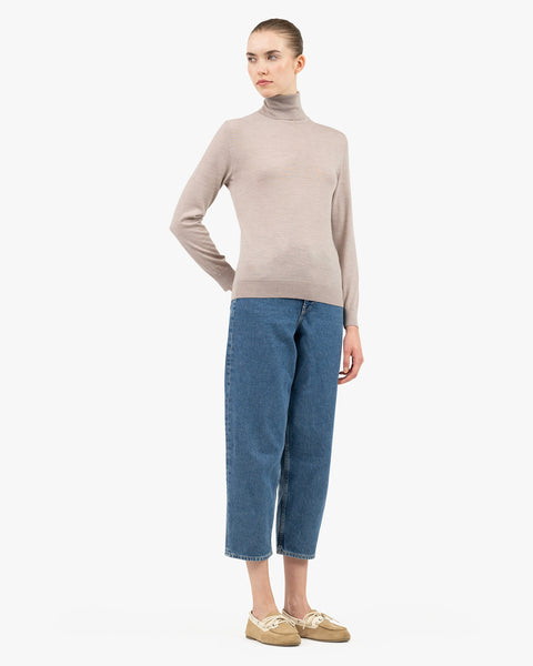 Women's Seraphine Extrafine Turtleneck - Beige | MaisonCashmere