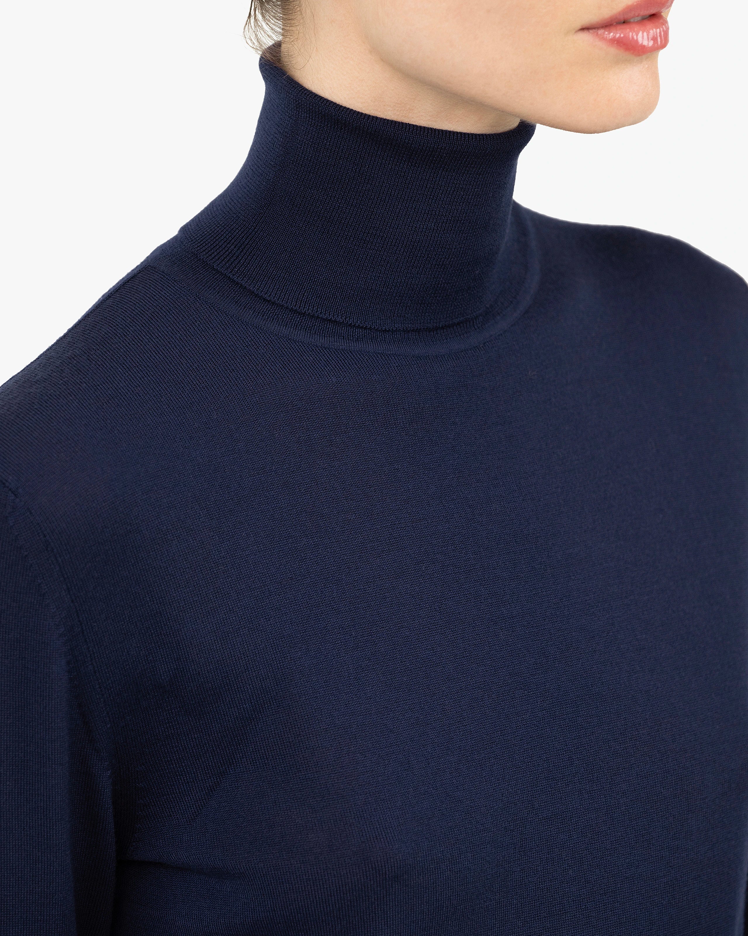 Women's Seraphine Turtleneck Sweater - Blue Merino Superfine