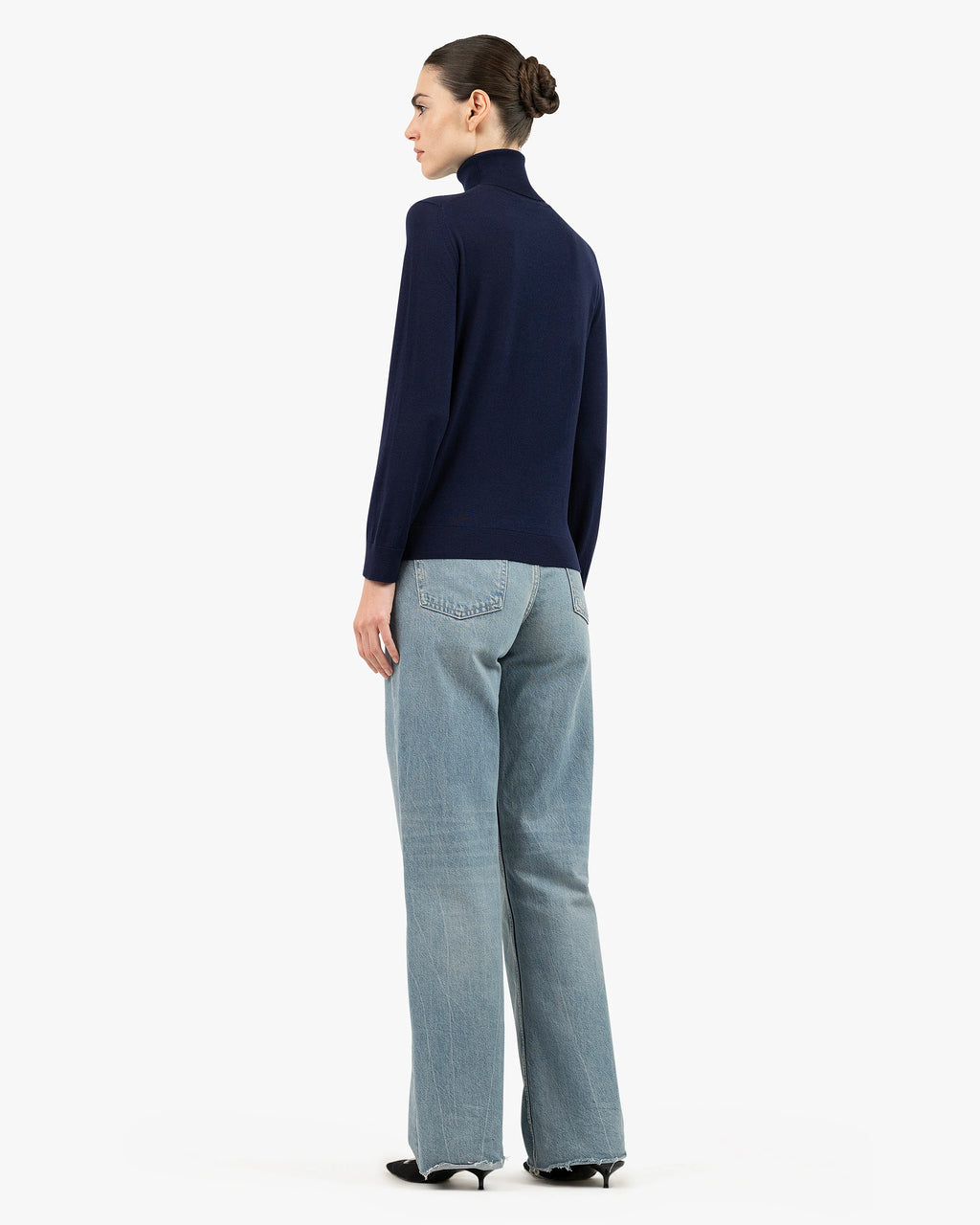 Women's Seraphine Turtleneck Sweater - Blue Merino Superfine