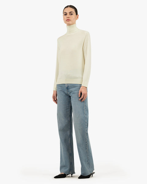 Women's Seraphine Turtleneck Sweater - White Merino Superfine