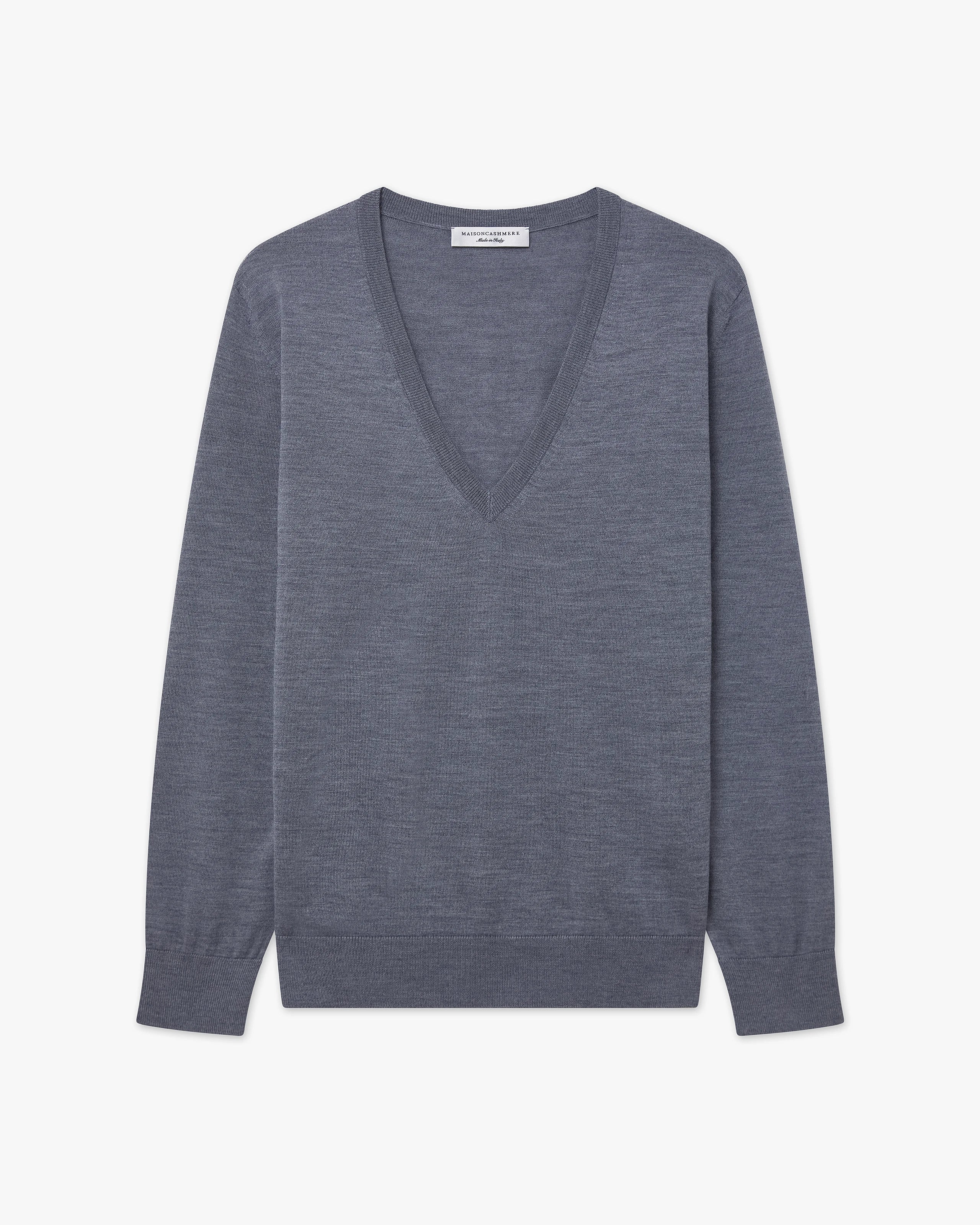 Women's Seraphine V-Neck Sweater - Grey Merino Superfine