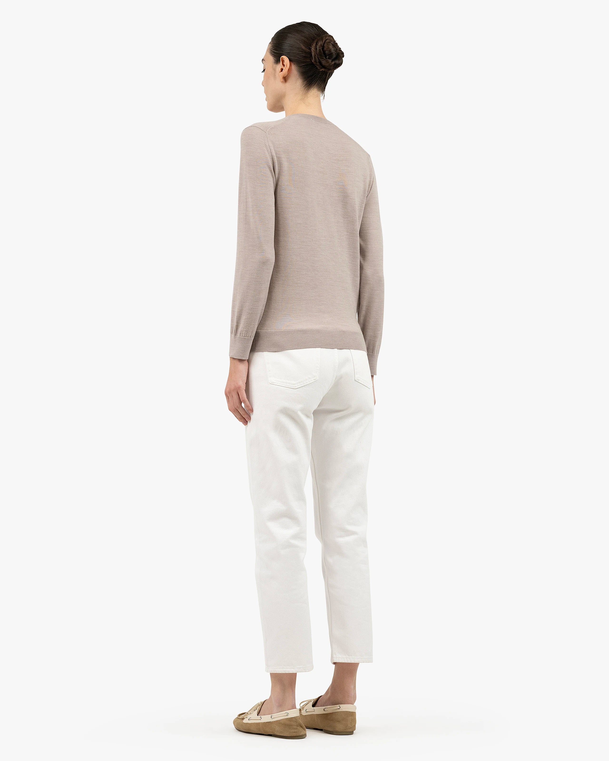 Women's Seraphine V-Neck Sweater - Beige Merino Superfine