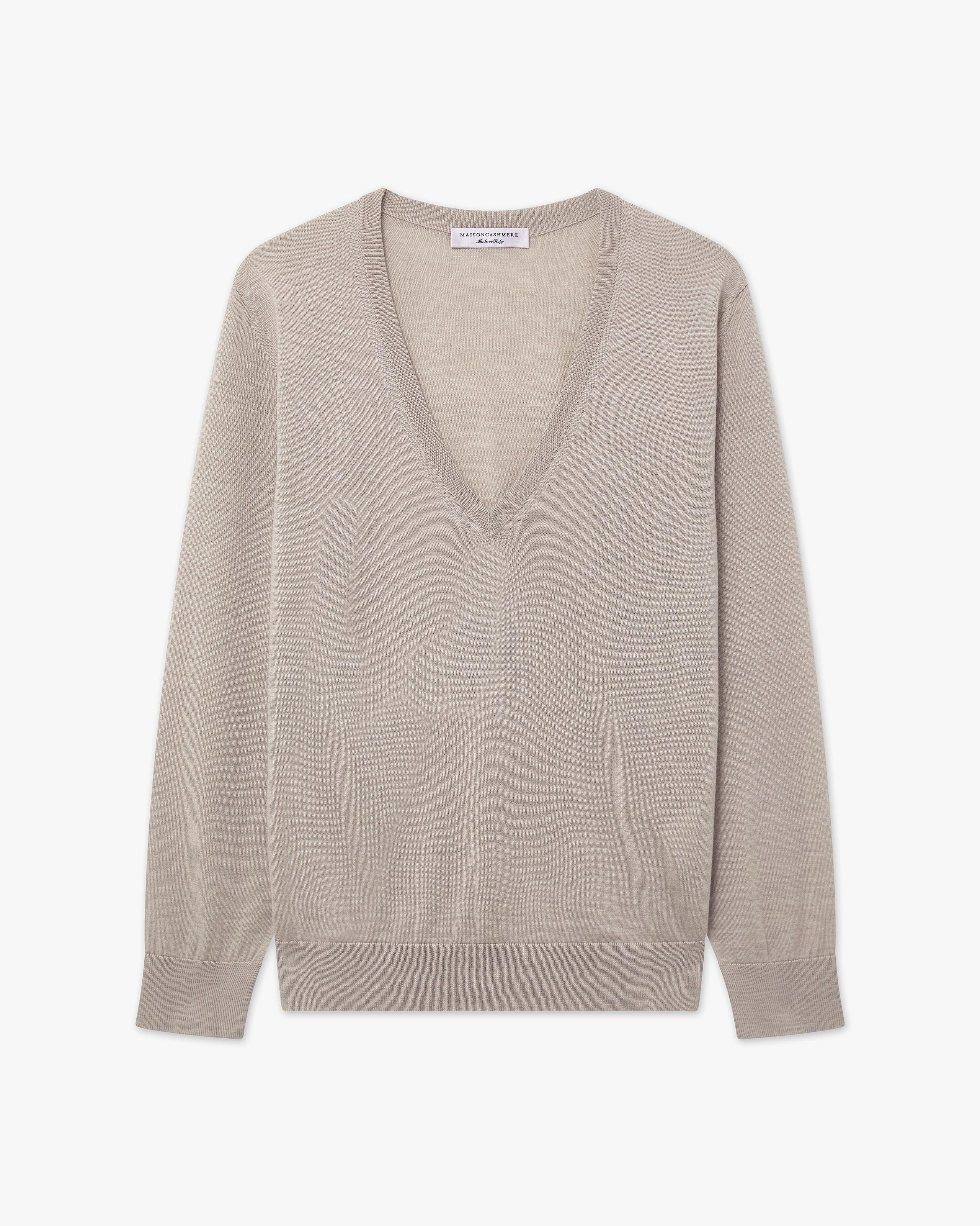 Women's Seraphine V-Neck Sweater - Beige Merino Superfine