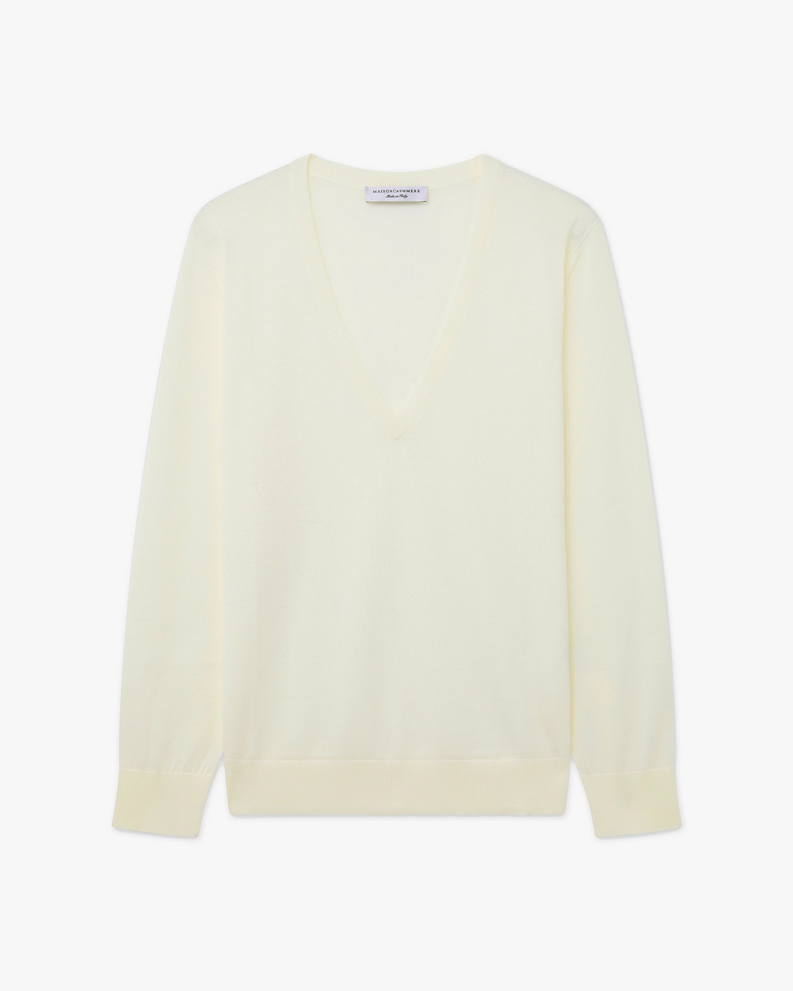 Women's Seraphine V-Neck Sweater - White Merino Superfine