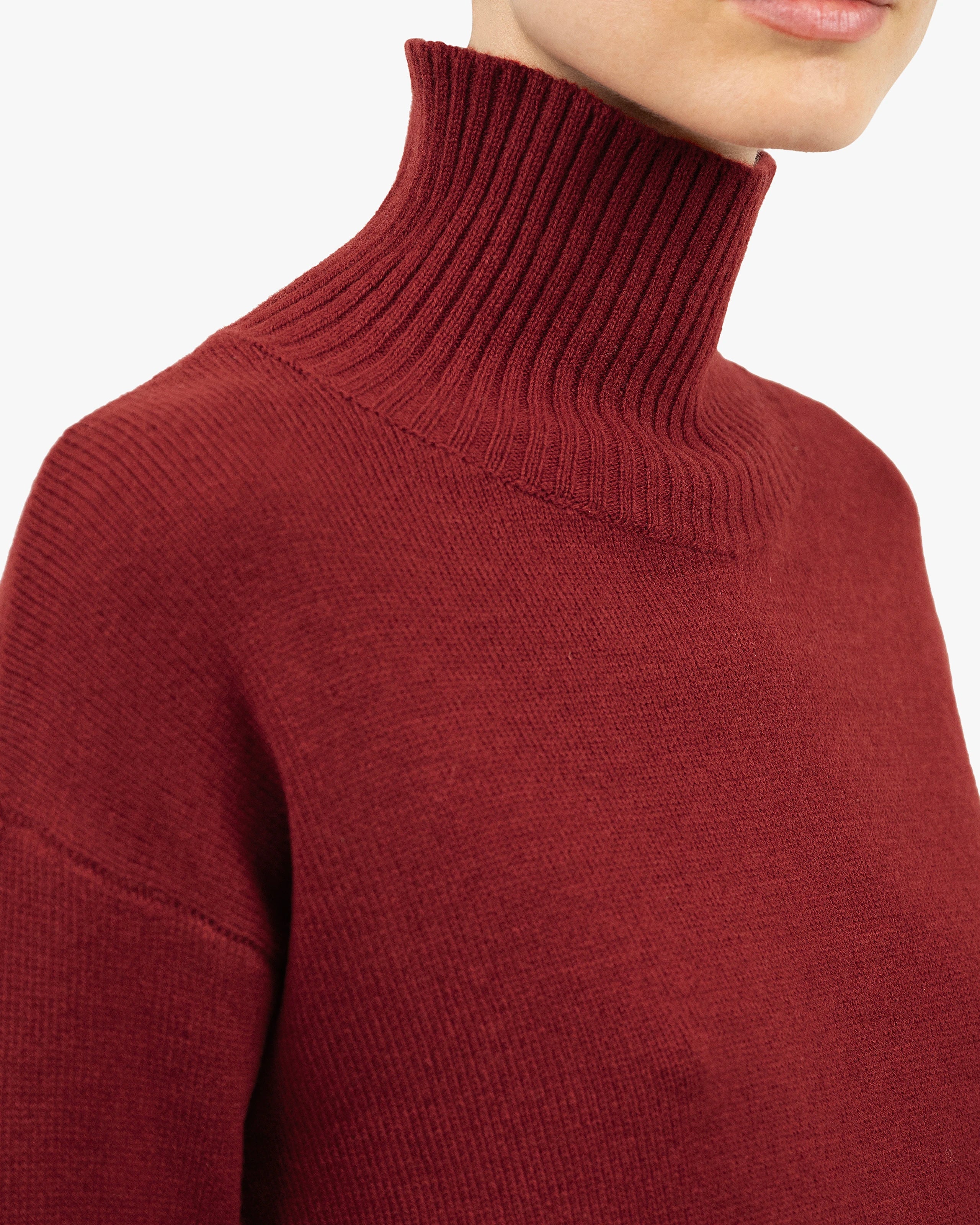 Siena Mock Neck Sweater - Red Merino / Cashmere