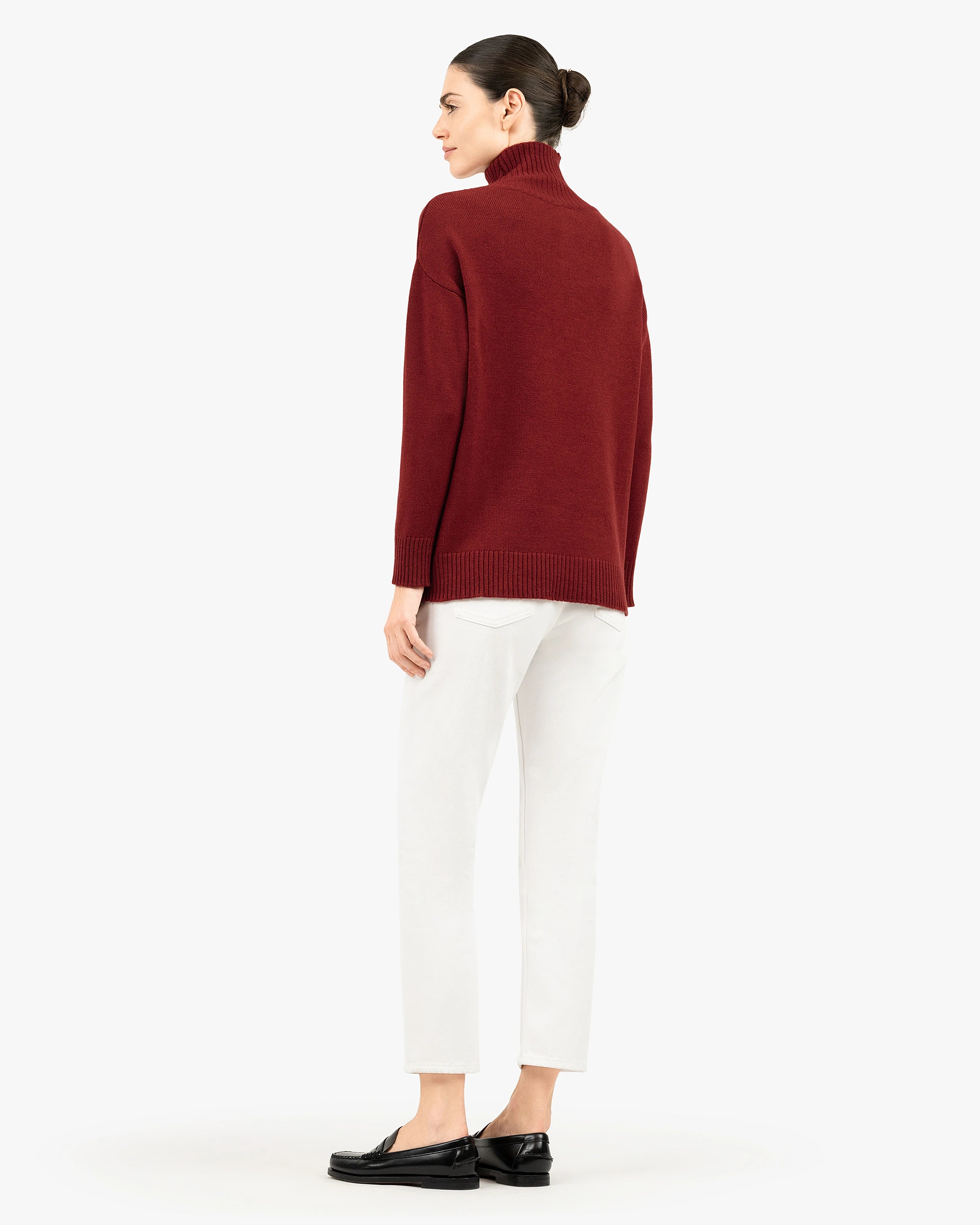 Siena Mock Neck Sweater - Red Merino / Cashmere