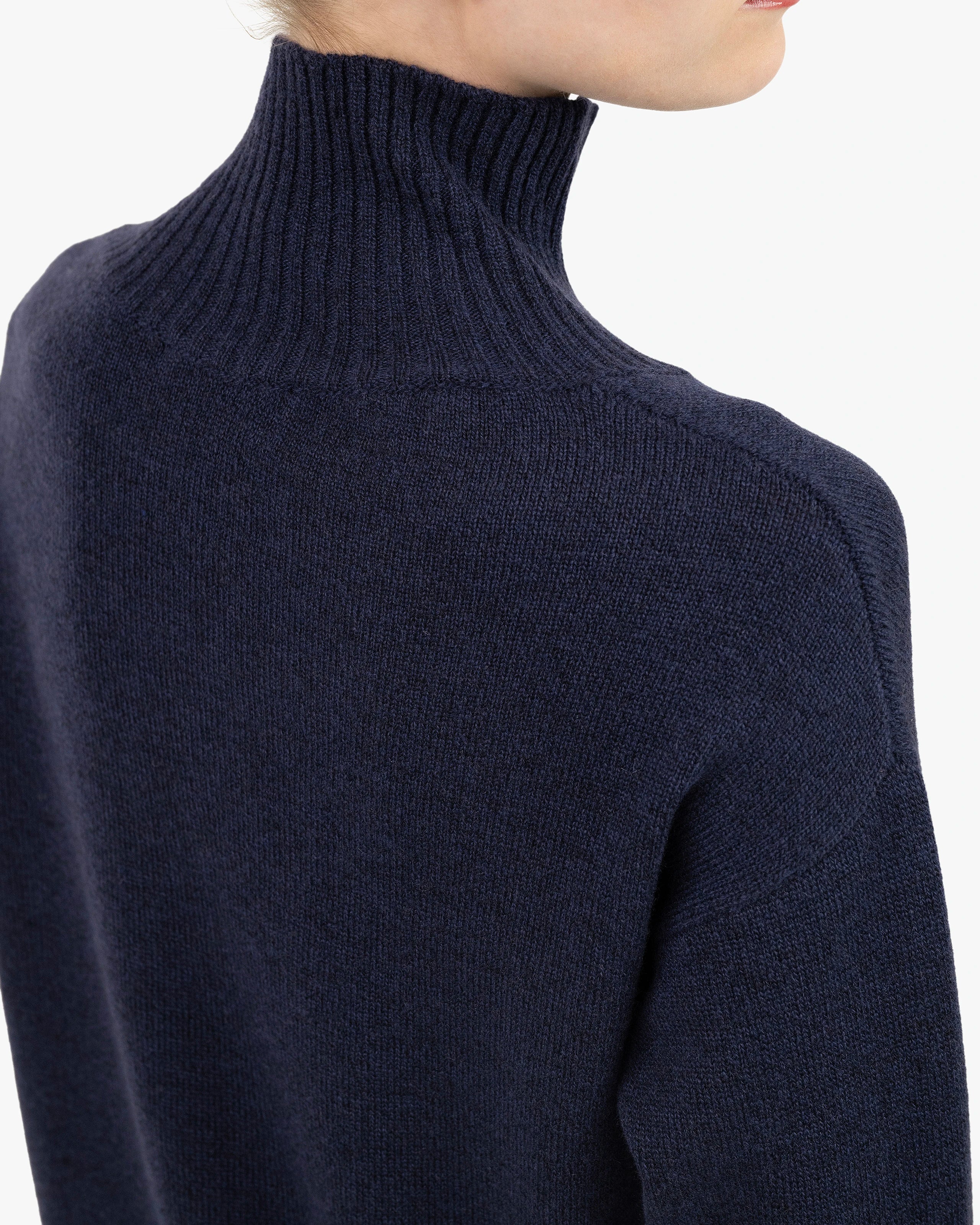 Siena Mock Neck Sweater - Blue Merino / Cashmere