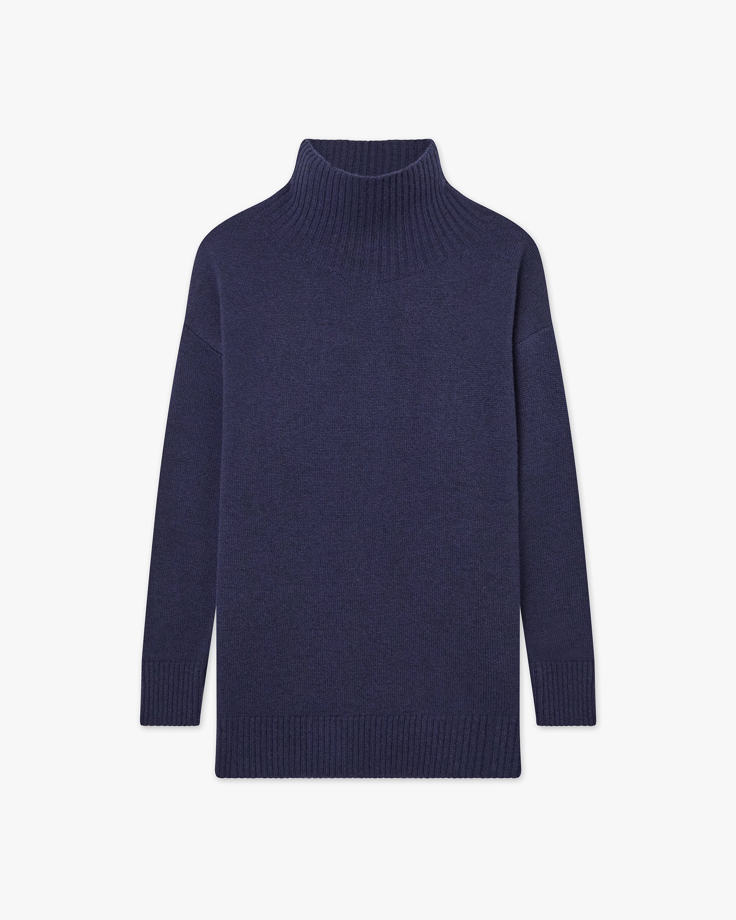 Siena Mock Neck Sweater - Blue Merino / Cashmere