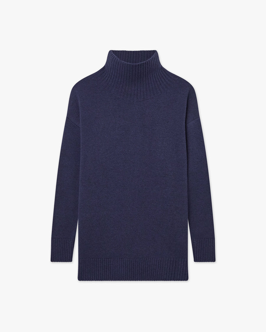 Siena Mock Neck Sweater - Blue Merino / Cashmere