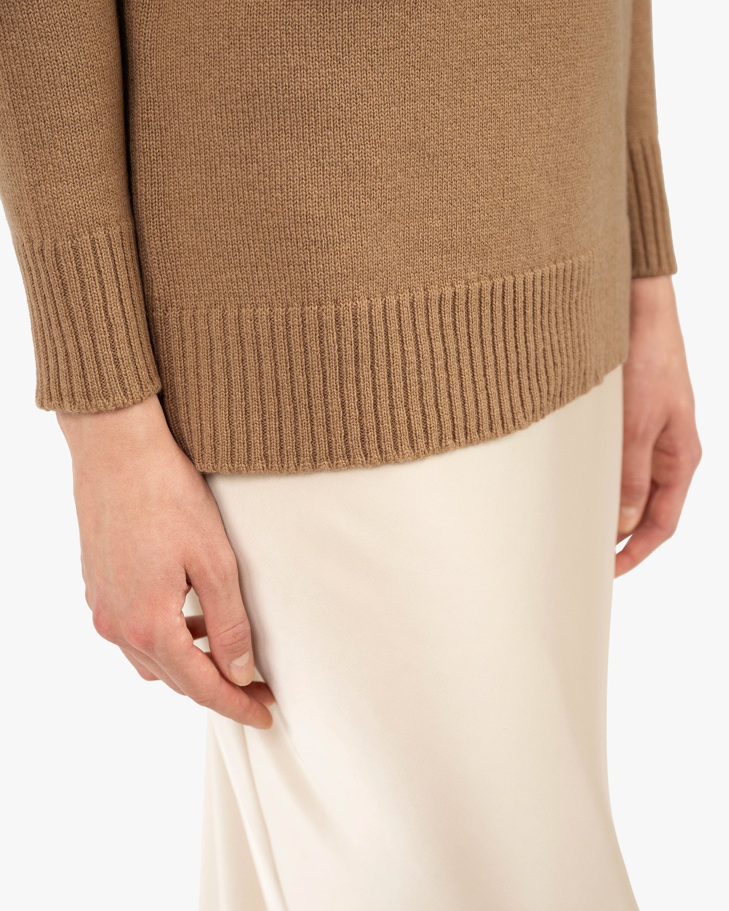 Pull Col Montant Siena Laine Cachemire Femme Camel MaisonCashmere