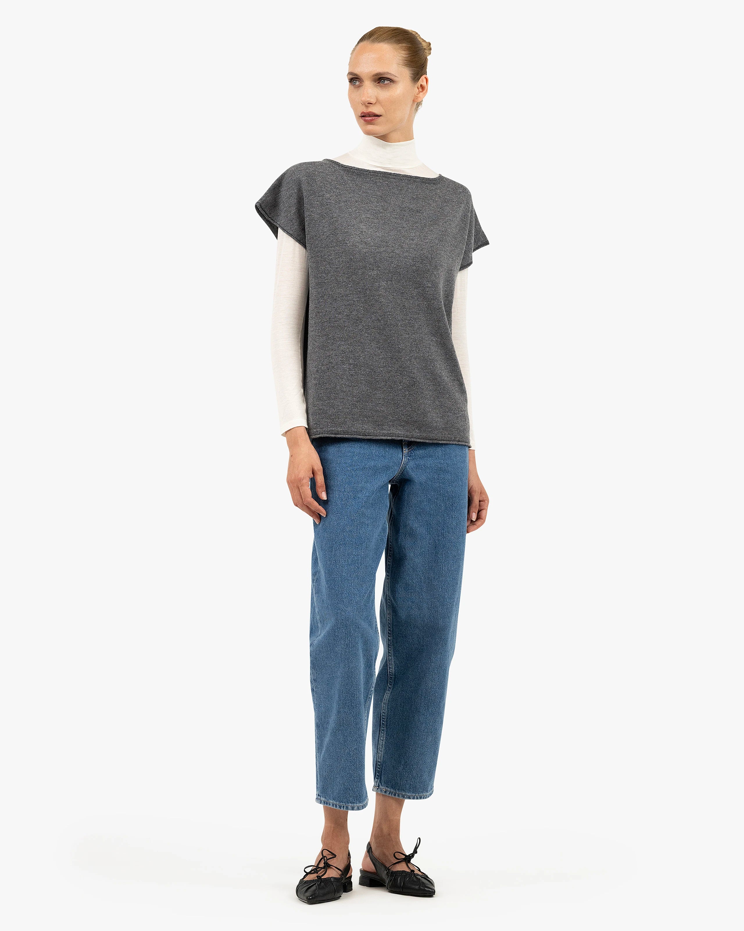 Siena Top Sweater - Medium Grey Merino / Cashmere